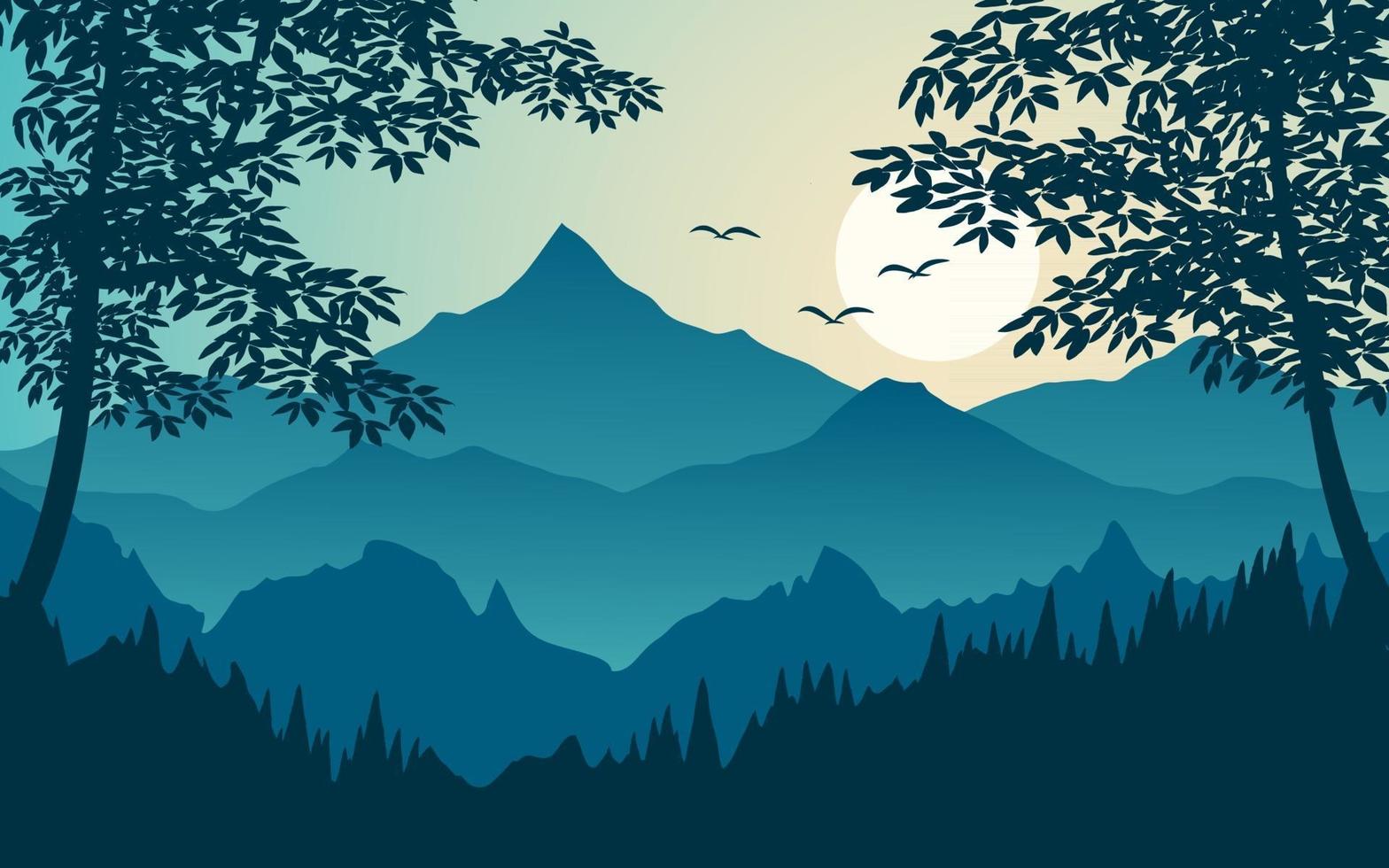 Vector Mountain And Forest Illustration
