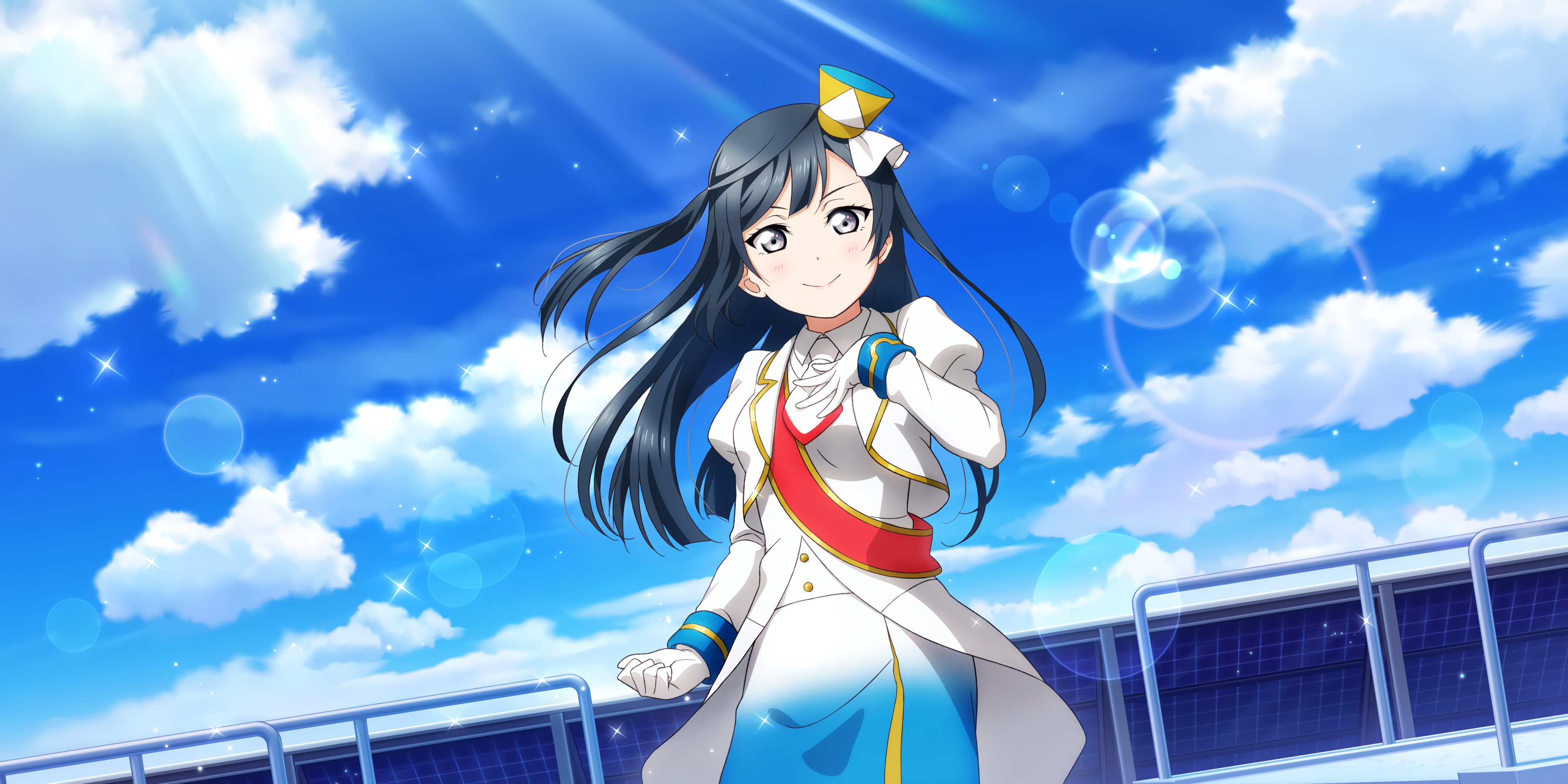 clouds, Yuuki Setsuna, Love Live! Sunshine, anime, Love Live Series, Love Live!, long hair, smiling, sky, anime girls. Mocah HD Wallpaper