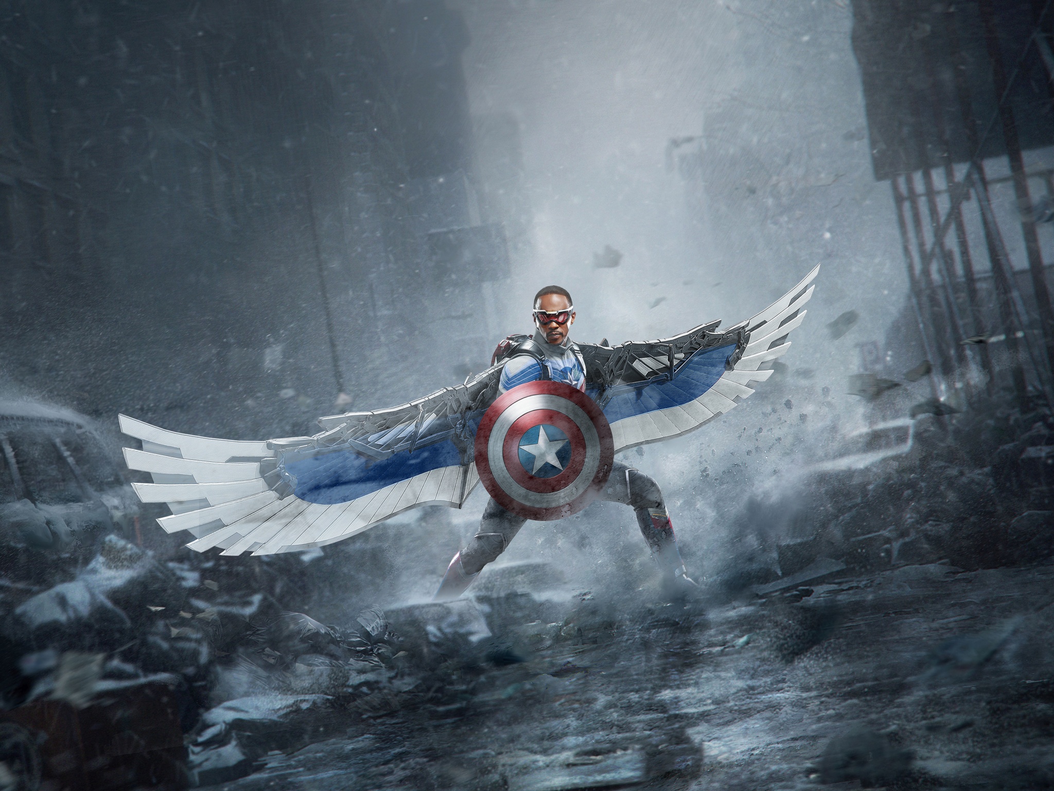 Captain America Wallpaper 4K, Falcon, Shield, Marvel Comics, Movies