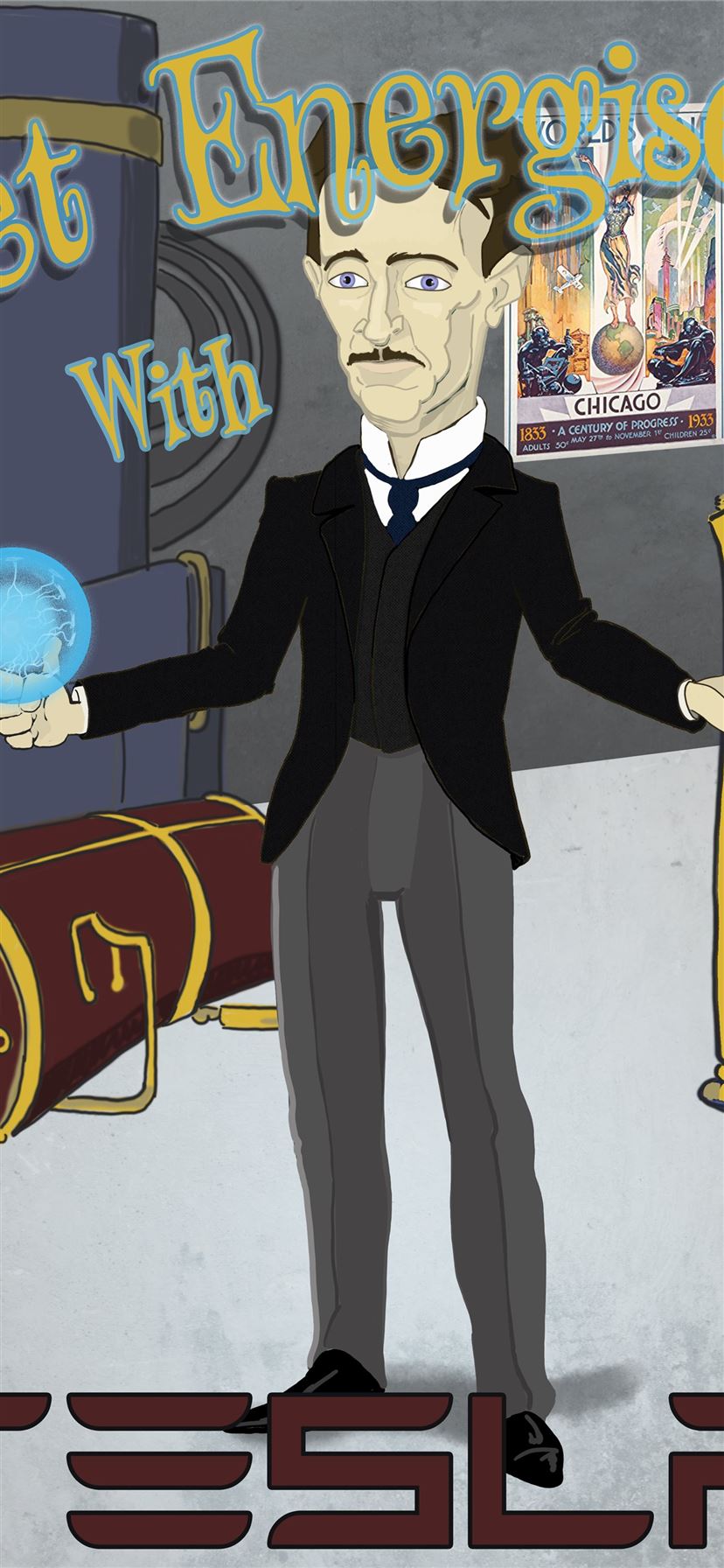 Nikola Tesla Cartoon Png iPhone Wallpaper Free Download