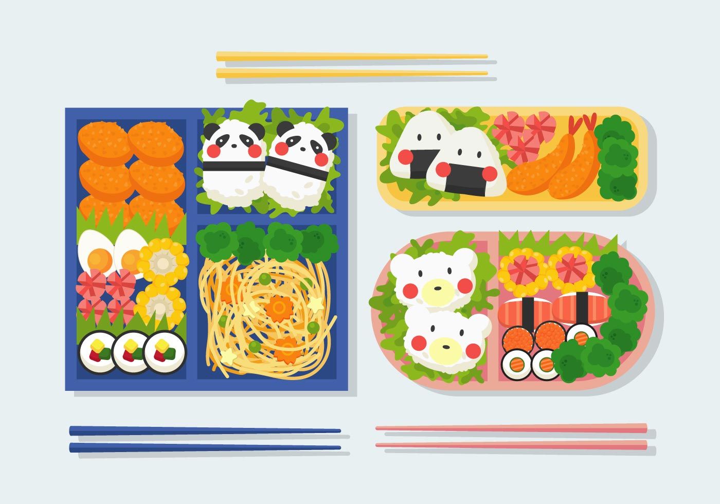 Bento Box Illustration Free Vector Art, Stock Graphics & Image. Bento box, Japanese food art, Cute food art