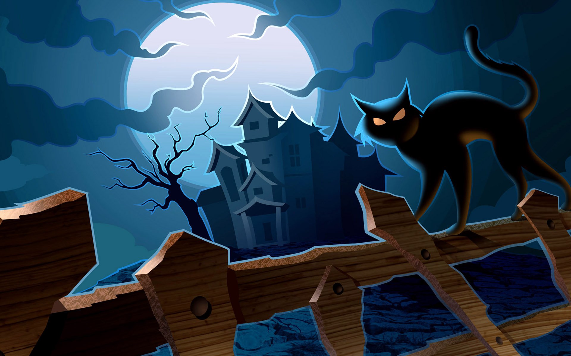 Drak Black Cat Halloween Wallpaper HD / Desktop and Mobile Background