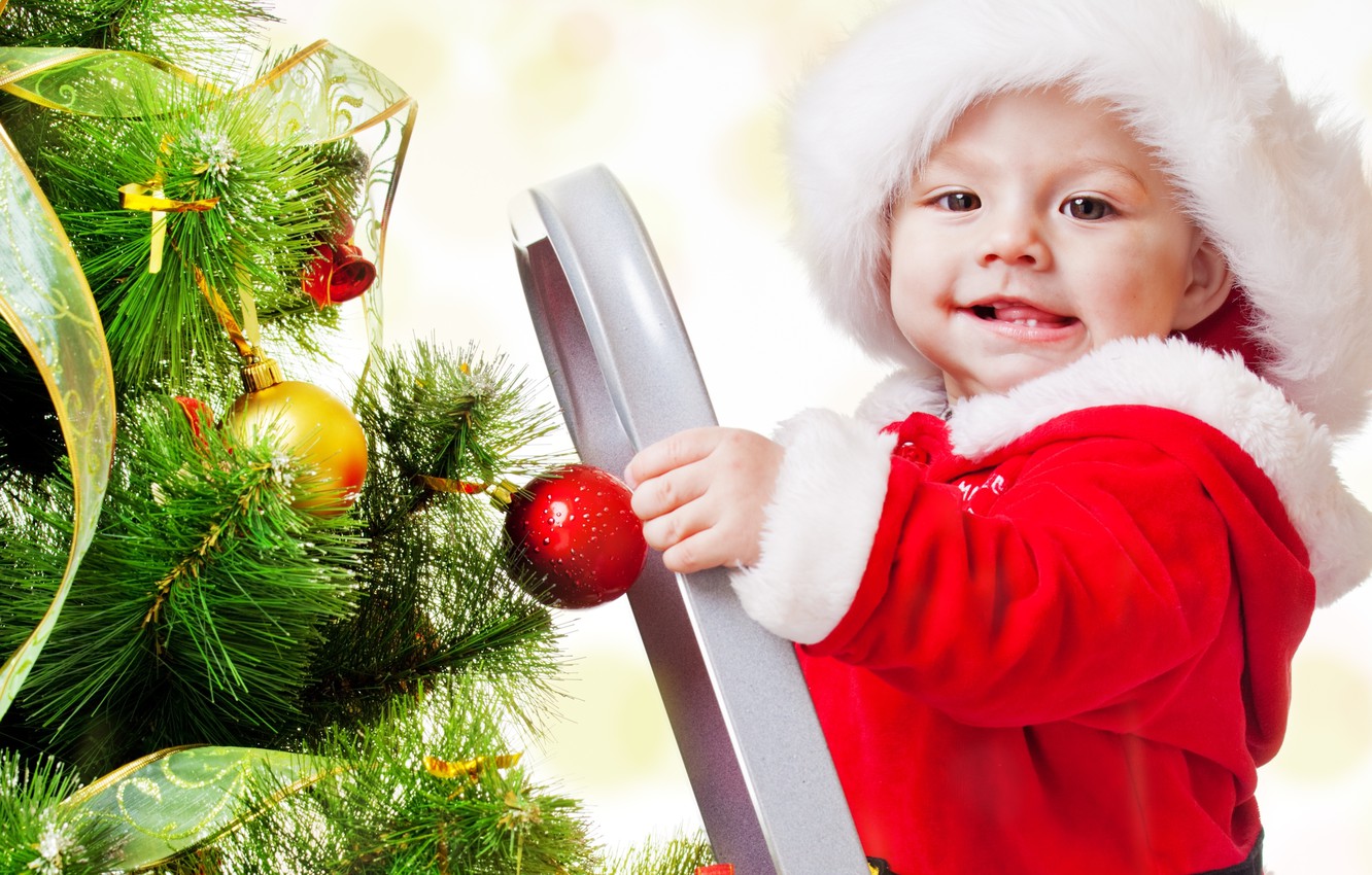 Wallpaper children, ladder, New year, guy, new year, merry christmas, christmas tree, children, Christmas tree, ladder, merry Christmas, Adorable funny beautiful kid, adorable funny beautiful image for desktop, section праздники