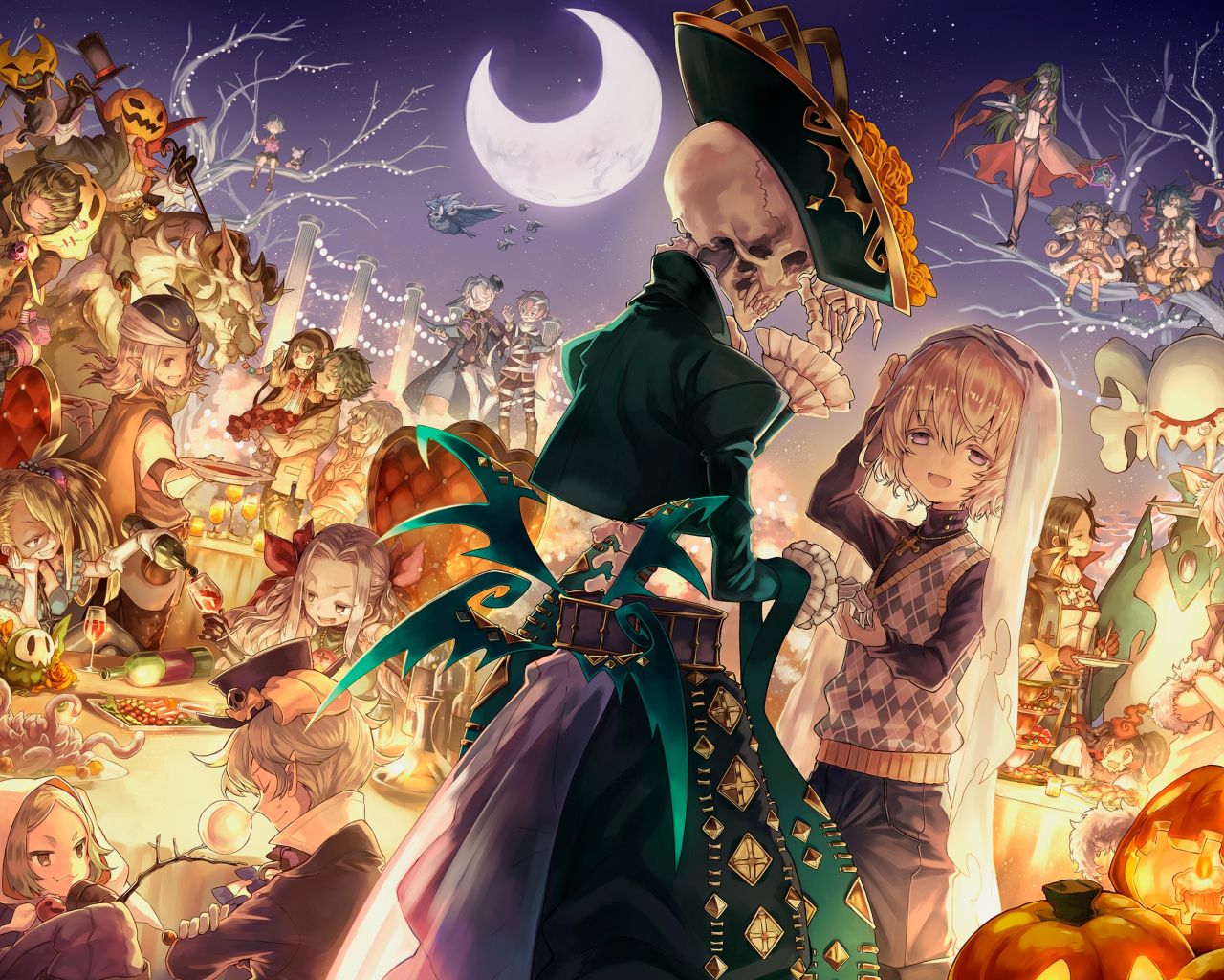 Desktop Wallpaper Halloween, Anime Girl, Ghost, Original, HD Image, Picture, Background, 4d02a9