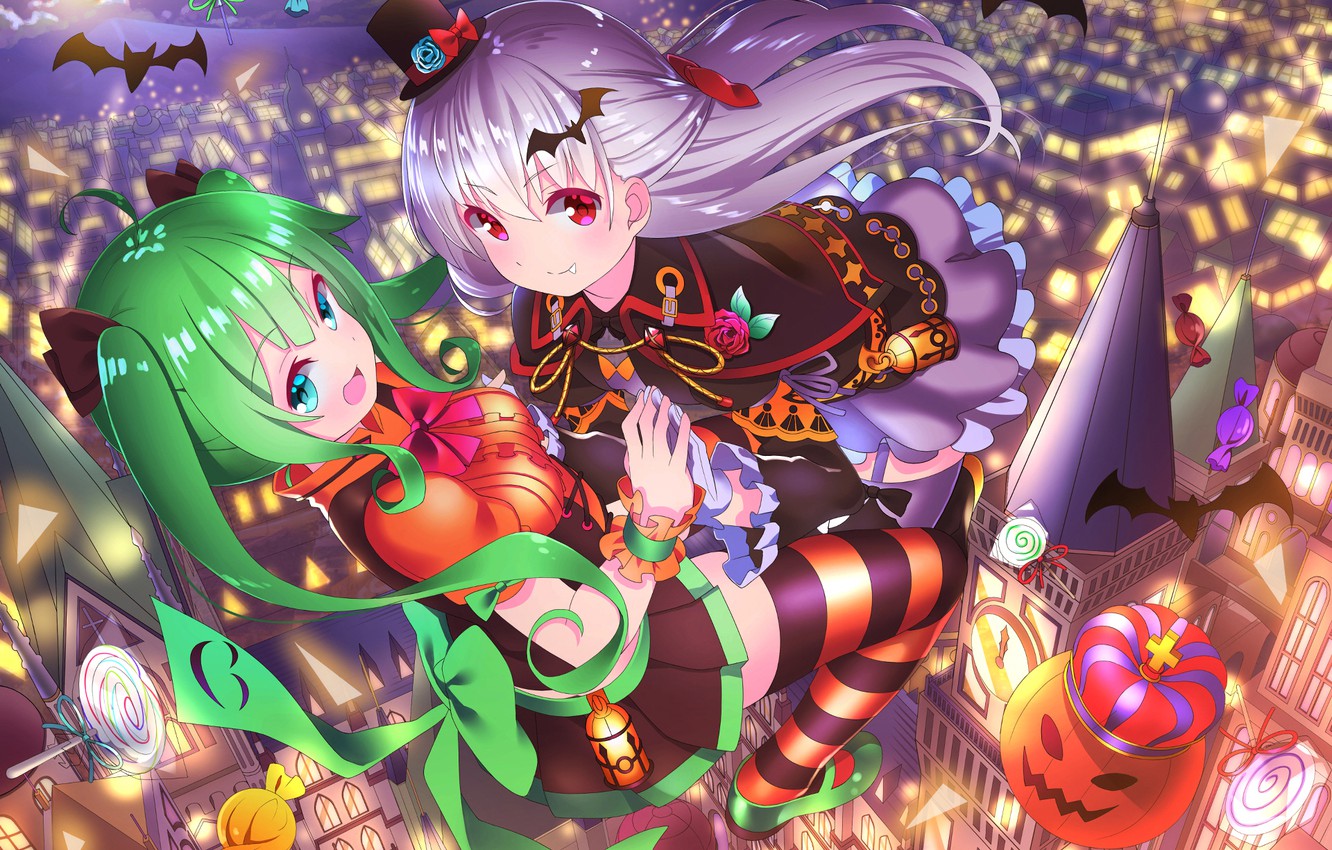 Wallpaper girls, Halloween, vampire, costumes image for desktop, section арт