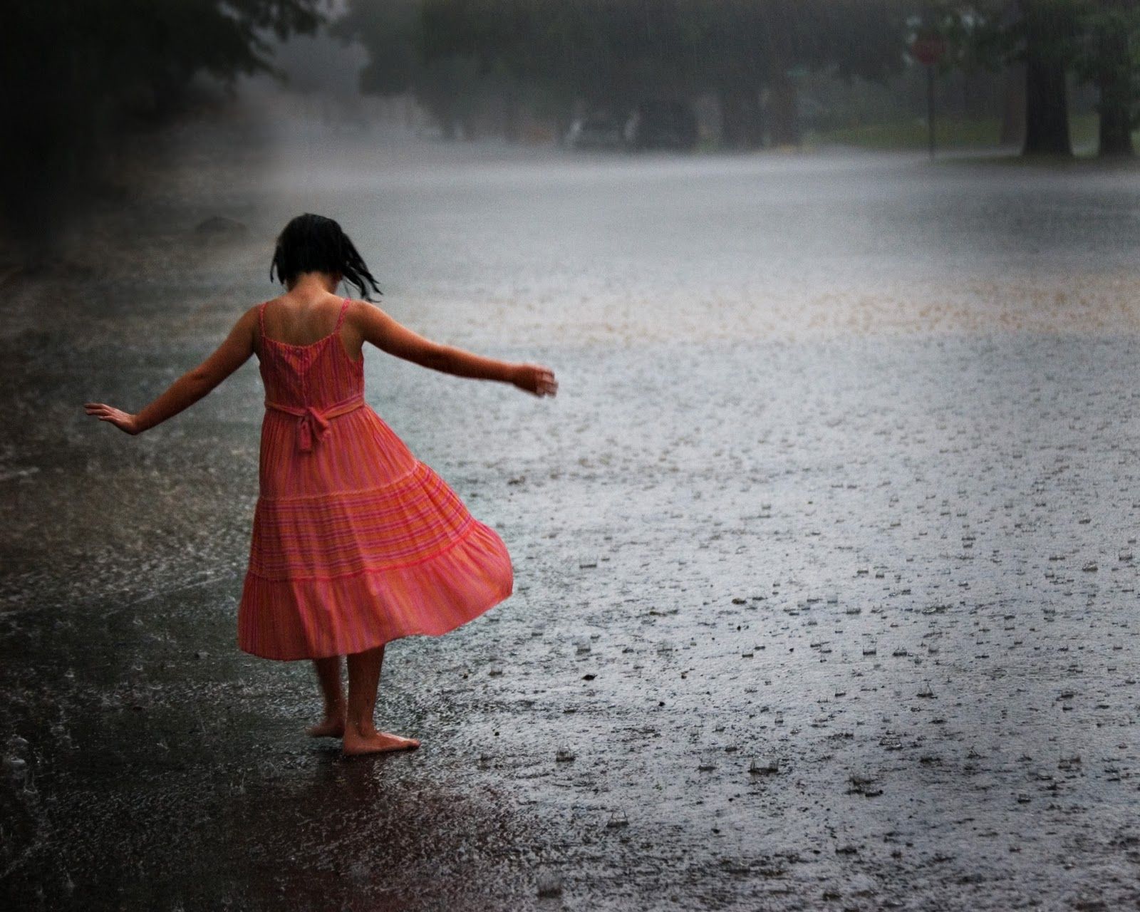 alone happy girl in rain wallpapers