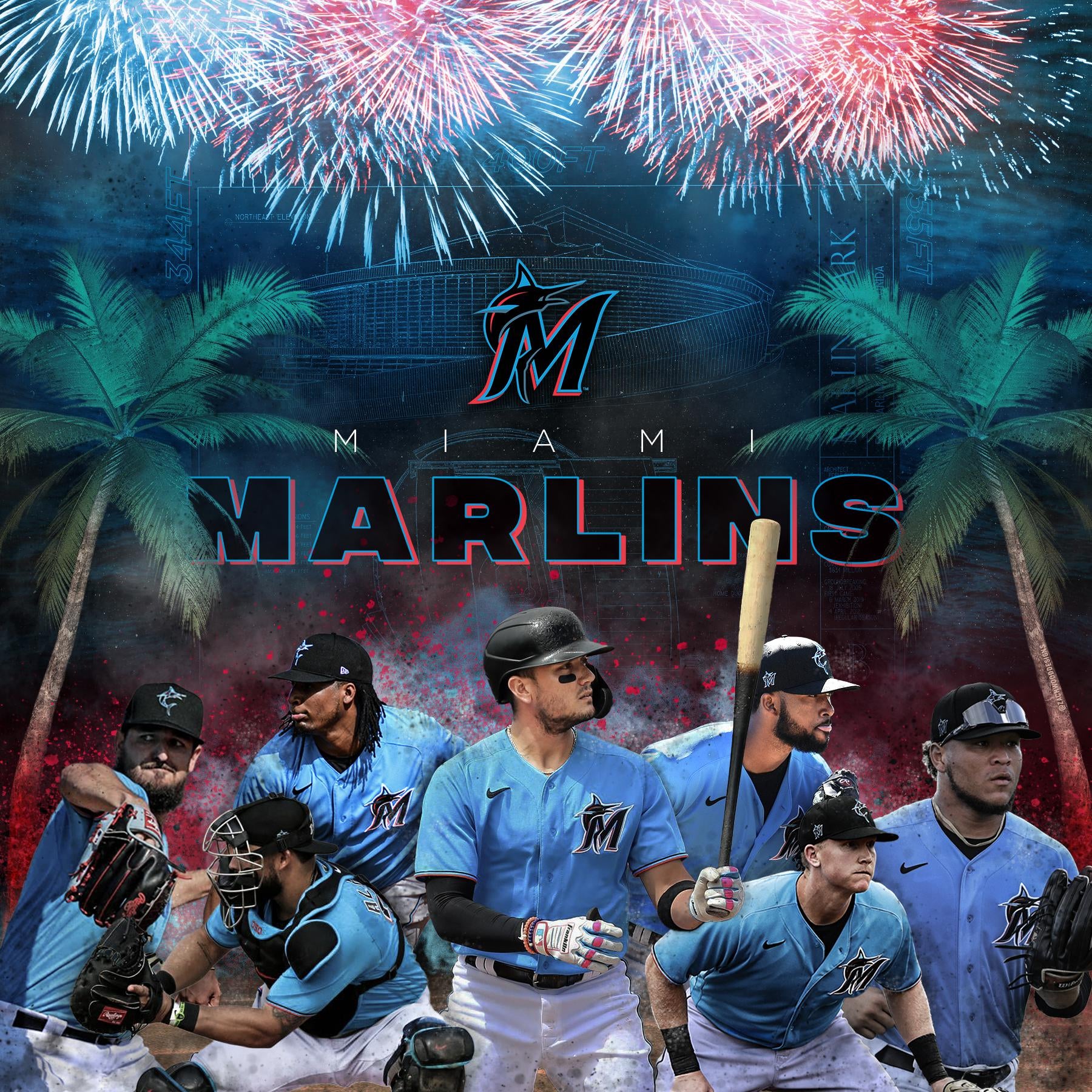OC 9 30 Of My MLB Team Design Challenge, The Miami Marlins. Thank You For Your Help Marlins Fans!! IPhone X Wallpaper This Week.: Letsgofish