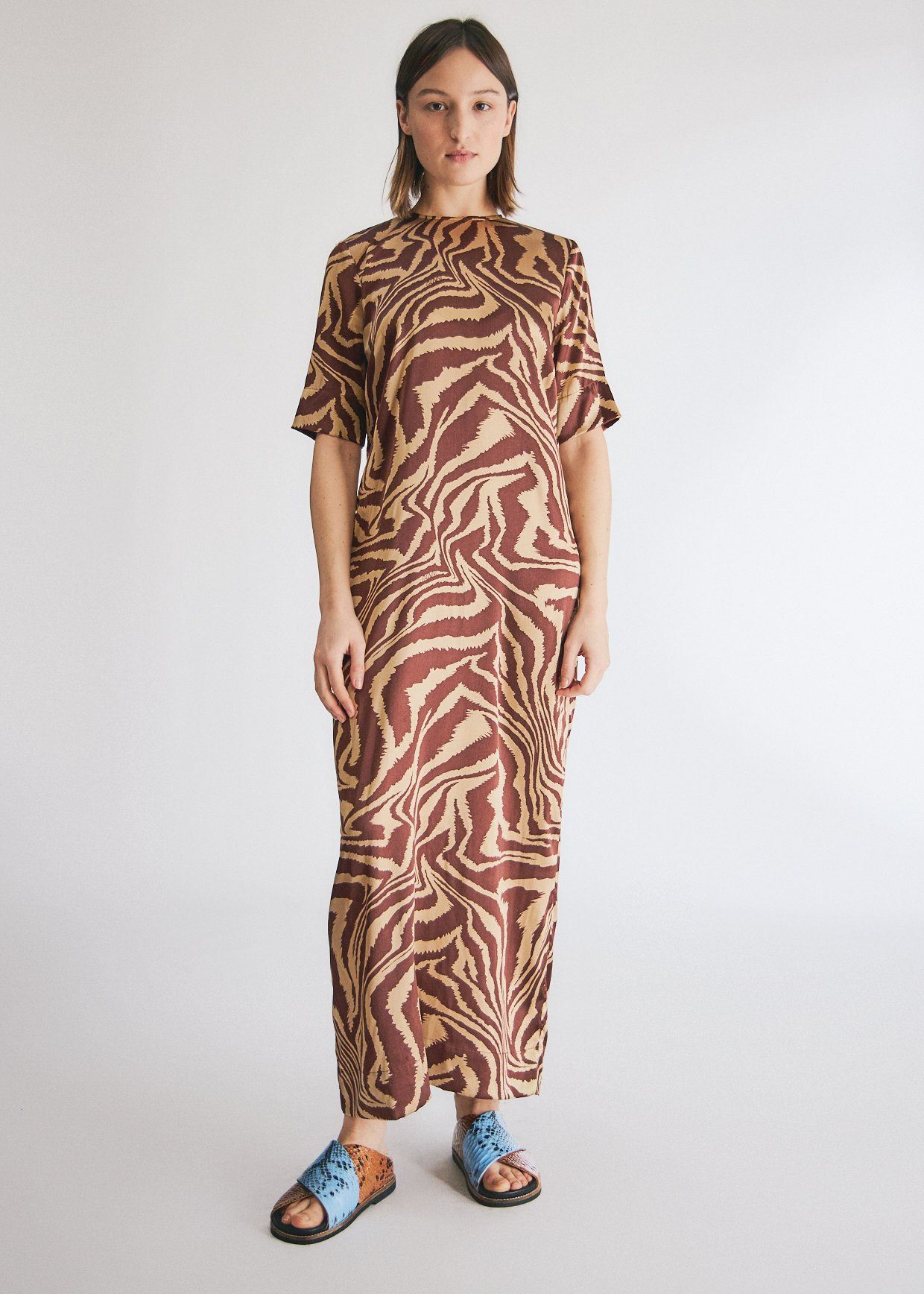 GANNI Silk Stretch Satin Dress in Tannin. Stretch satin dress, Satin dresses, Dresses