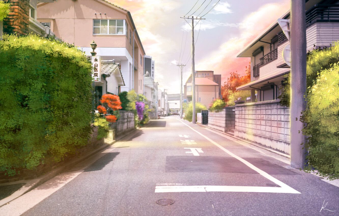 Japanese Neighborhood Artwork OyKgWe. Japanese Neighborhood, Anime Scenery Wallpaper, Anime Scenery