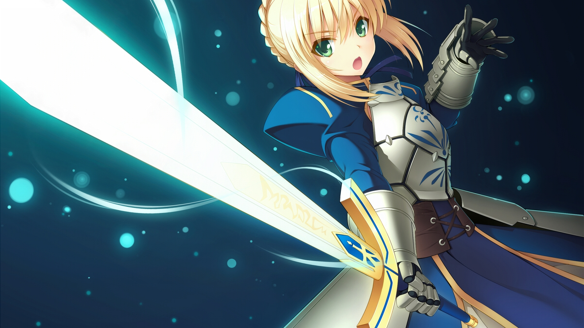 Desktop Wallpaper Sword, Anime Girl, Saber, Fate Grand Order, HD Image, Picture, Background, Es37le