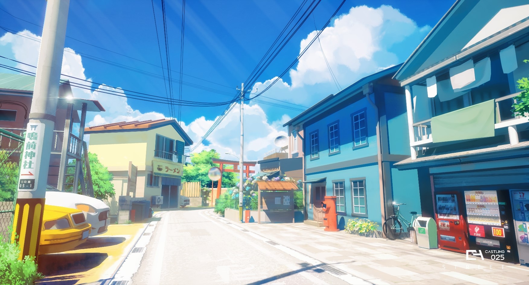 Pixiv, Castling, house, urban, clouds, anime. Mocah HD Wallpaper