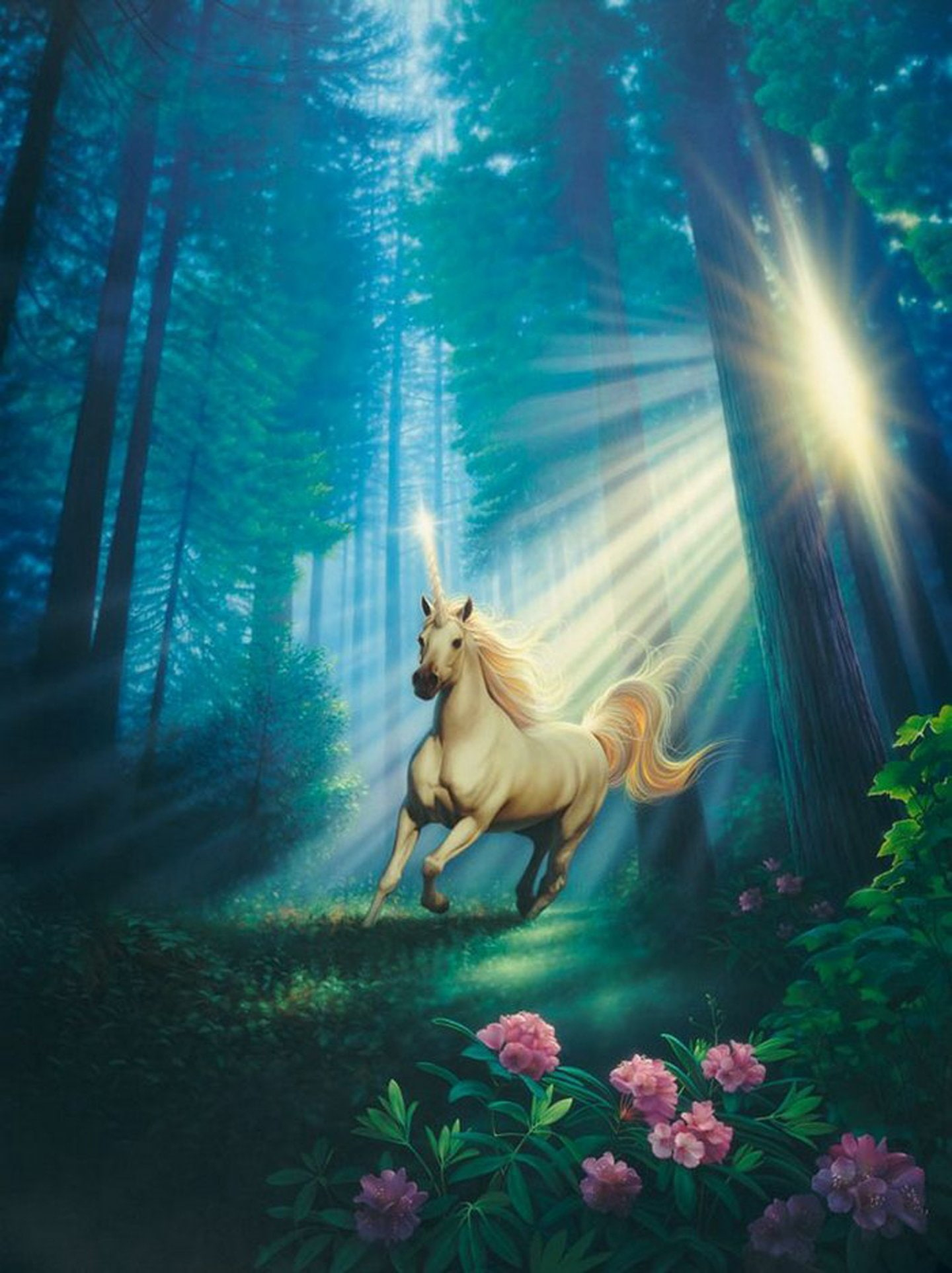 Beautiful, fantasy, flower, forest, sunlight, Unicorn, plant • Wallpaper For You HD Wallpaper For Desktop & Mobile