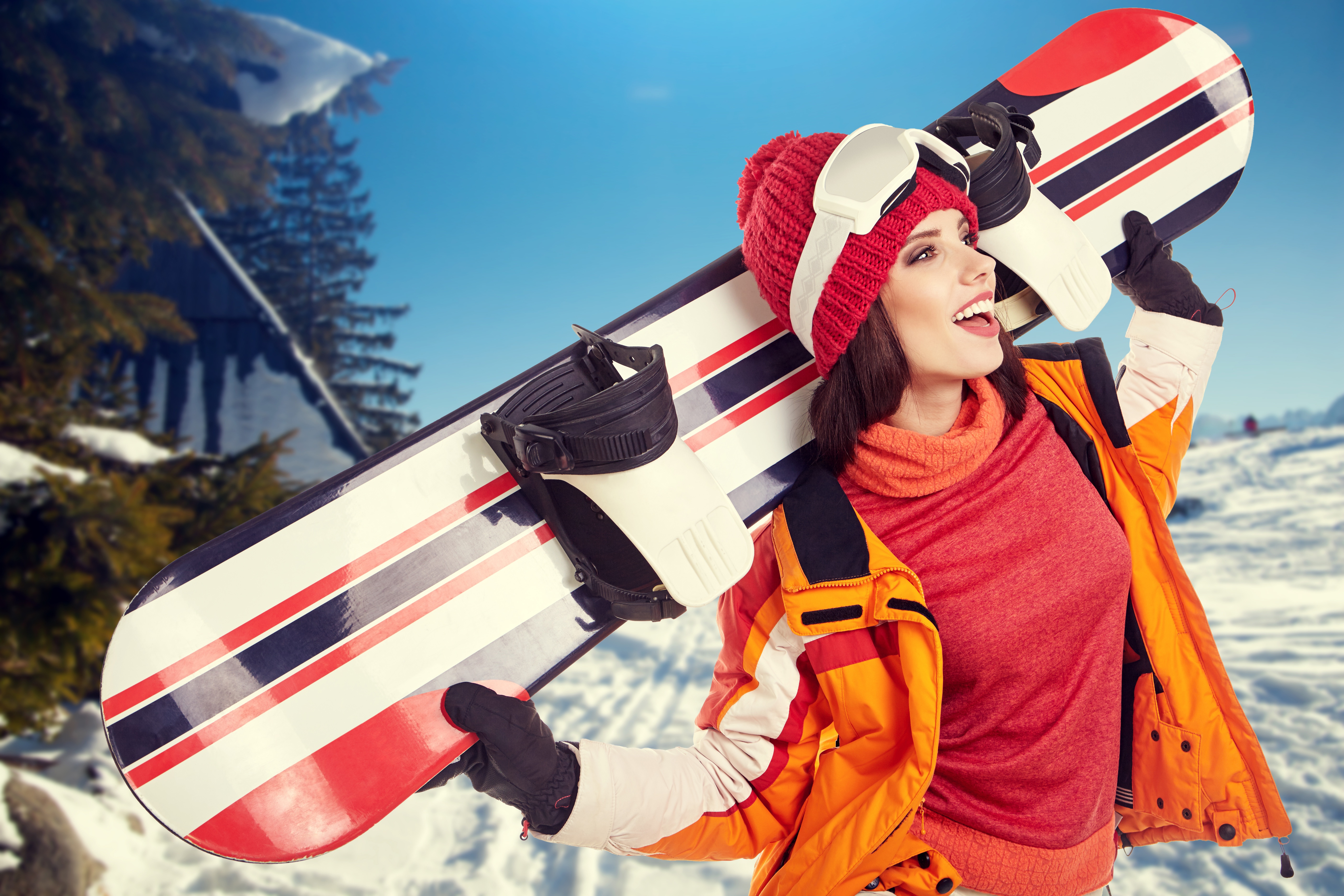 Wallpaper, women, snowboard, Izabela Magier 5616x3744