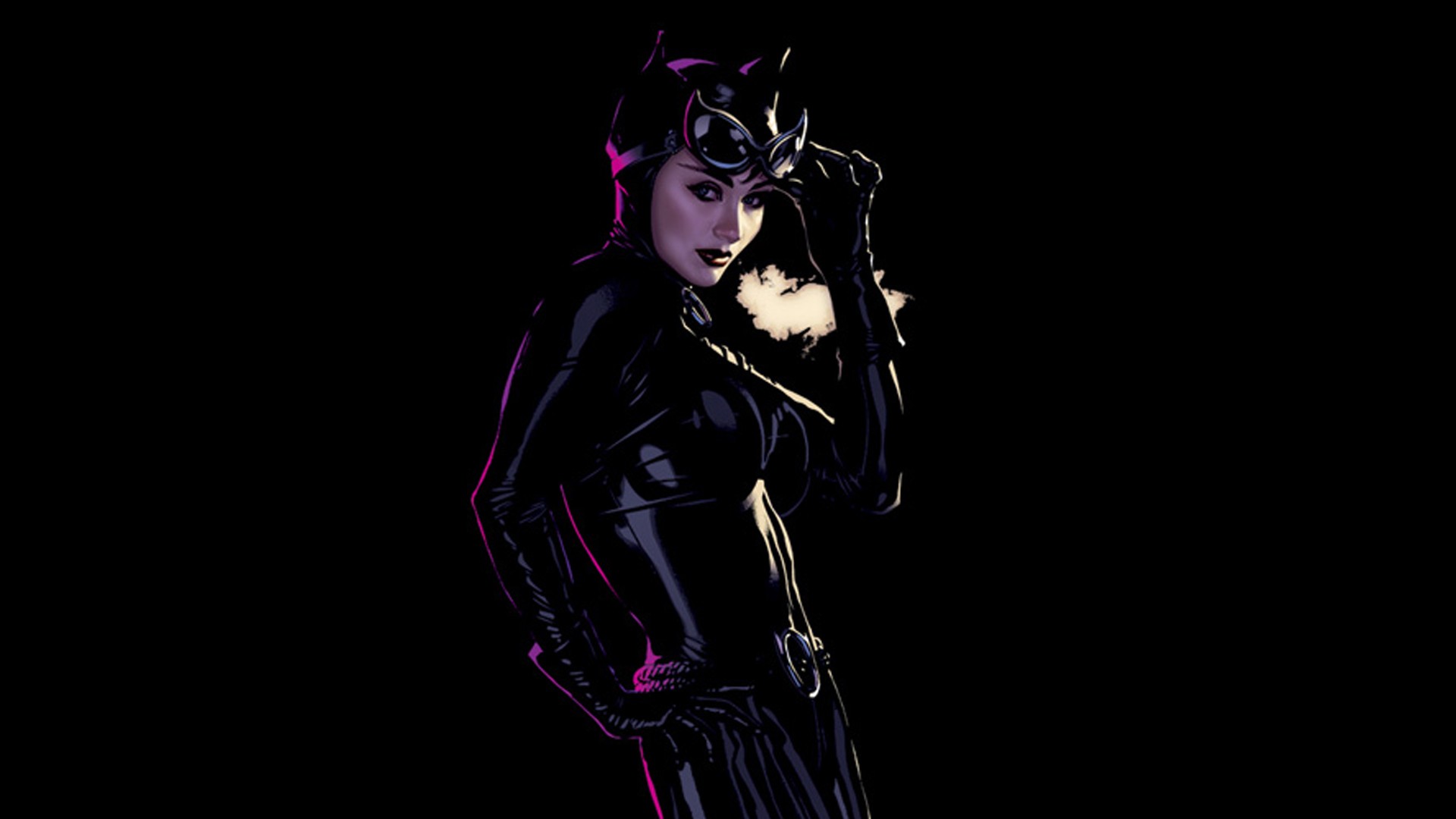 Wallpaper, illustration, black background, Catwoman, DC Comics, Adam Hughes, darkness, screenshot, fictional character, supervillain 1920x1080
