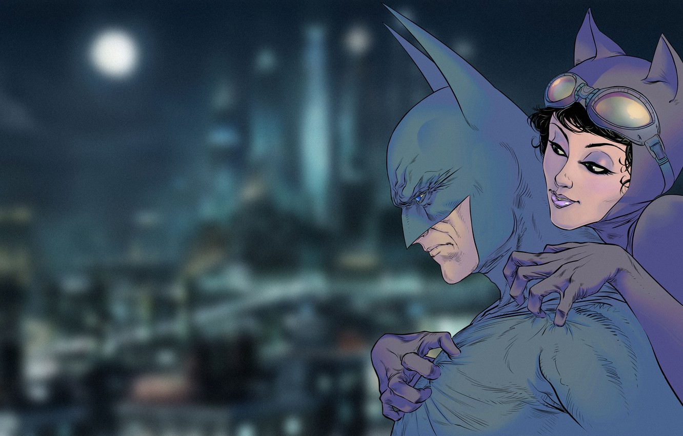 Photo Wallpaper Batman, Costume, Catwoman, Art, Batman, Batman And Catwoman Comics