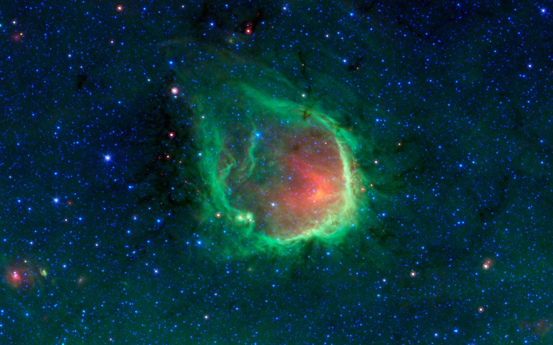 In the Blackest Night, a Green Ring Nebula Space Wallpaper