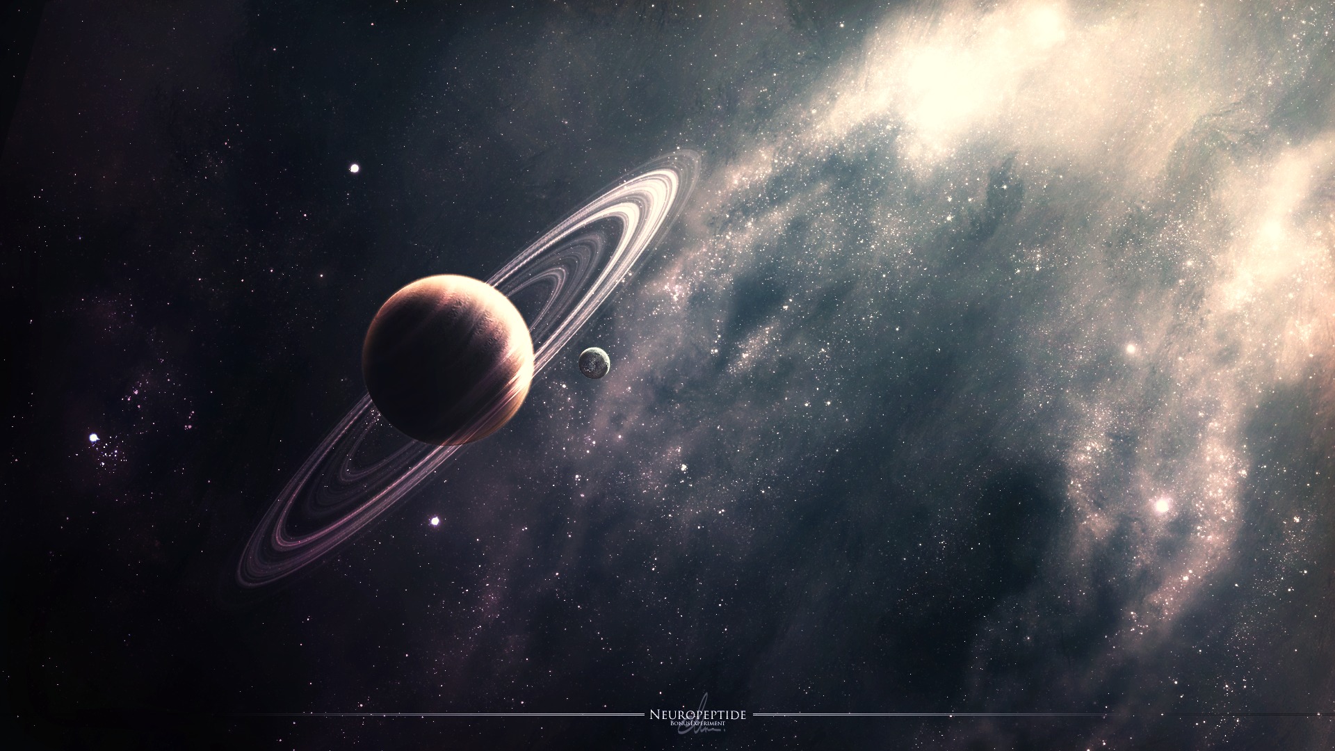 Space planet rings nebula star wallpaperx1080