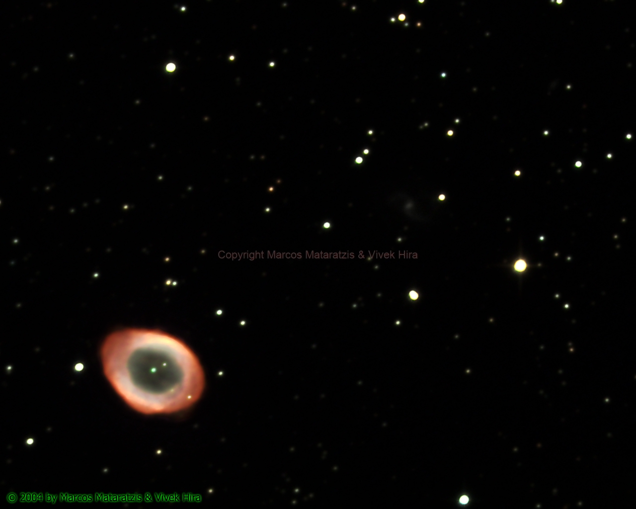 M57 Ring Nebula + IC1296 spiral galaxy in Lyra ( Marcos Mataratzis )