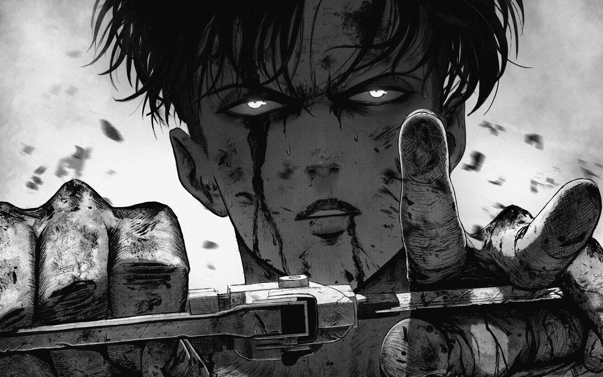 Download wallpaper Levi Ackerman, darkness, Attack on Titan, Levi, artwork, Shingeki No Kyojin, manga, Rivai Akkaman for desktop with resolution 1920x1200. High Quality HD picture wallpaper