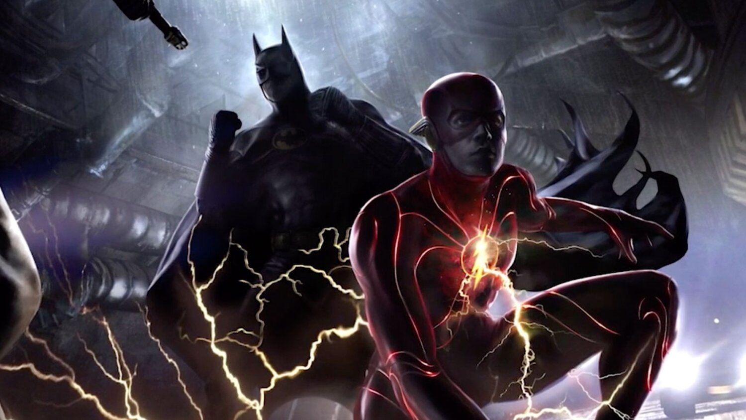 THE FLASH Set Photo Feature Tim Burton's Batmobile, The Batcave, Supergirl, and Barry Allen