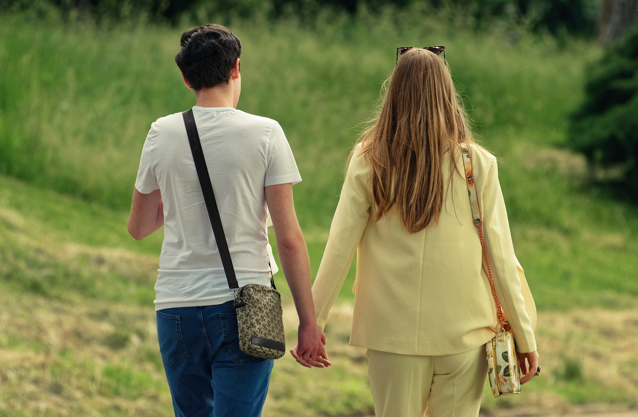 Couple Together Walking Holding