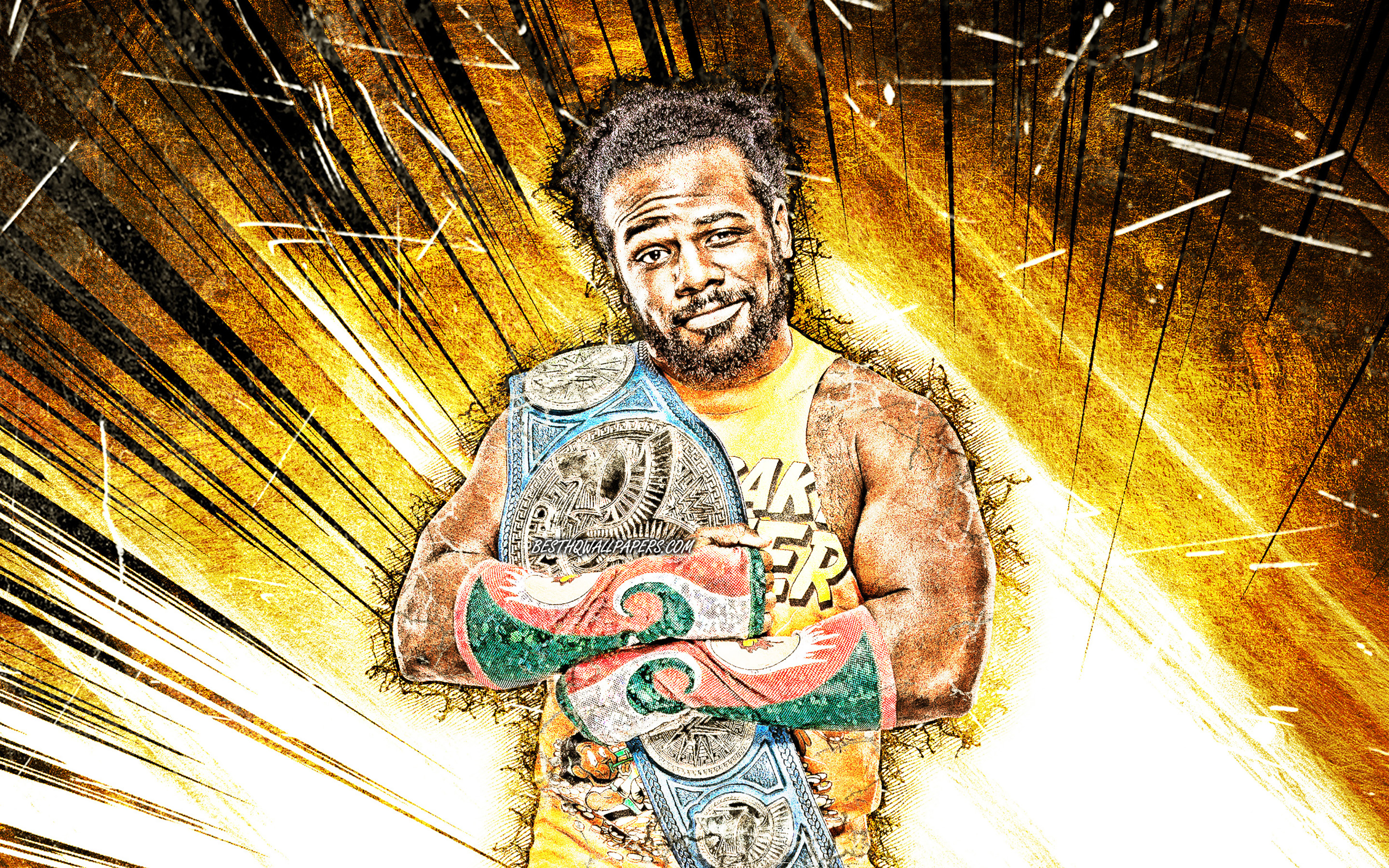 Download wallpaper Xavier Woods, WWE, grunge art, american wrestlers, wrestling, Austin Watson, wrestlers for desktop with resolution 2880x1800. High Quality HD picture wallpaper
