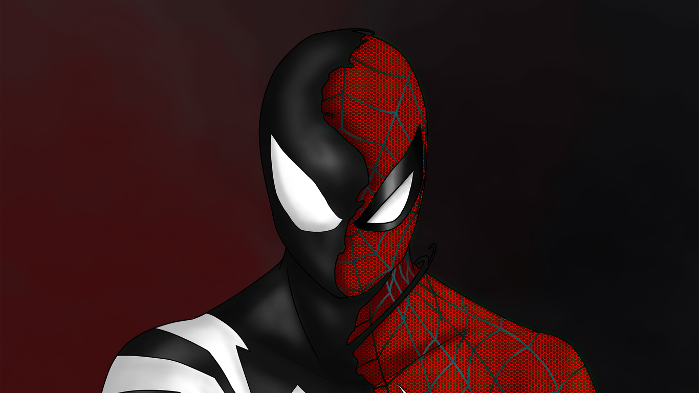 Spider Man Custom Symbiote Red Suit Split 4k 1366x768 Resolution HD 4k Wallpaper, Image, Background, Photo and Picture