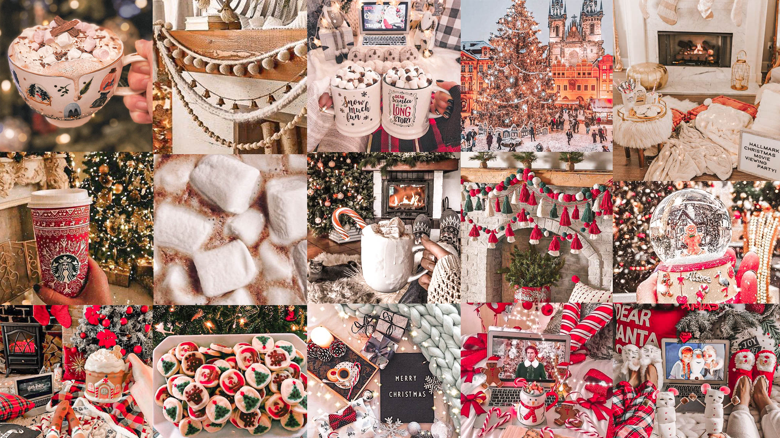 Christmas Aesthetic Wallpaper Collage for Desktop Computers, Macbook, iPad. Christmas collage, Christmas wallpaper, Christmas aesthetic wallpaper