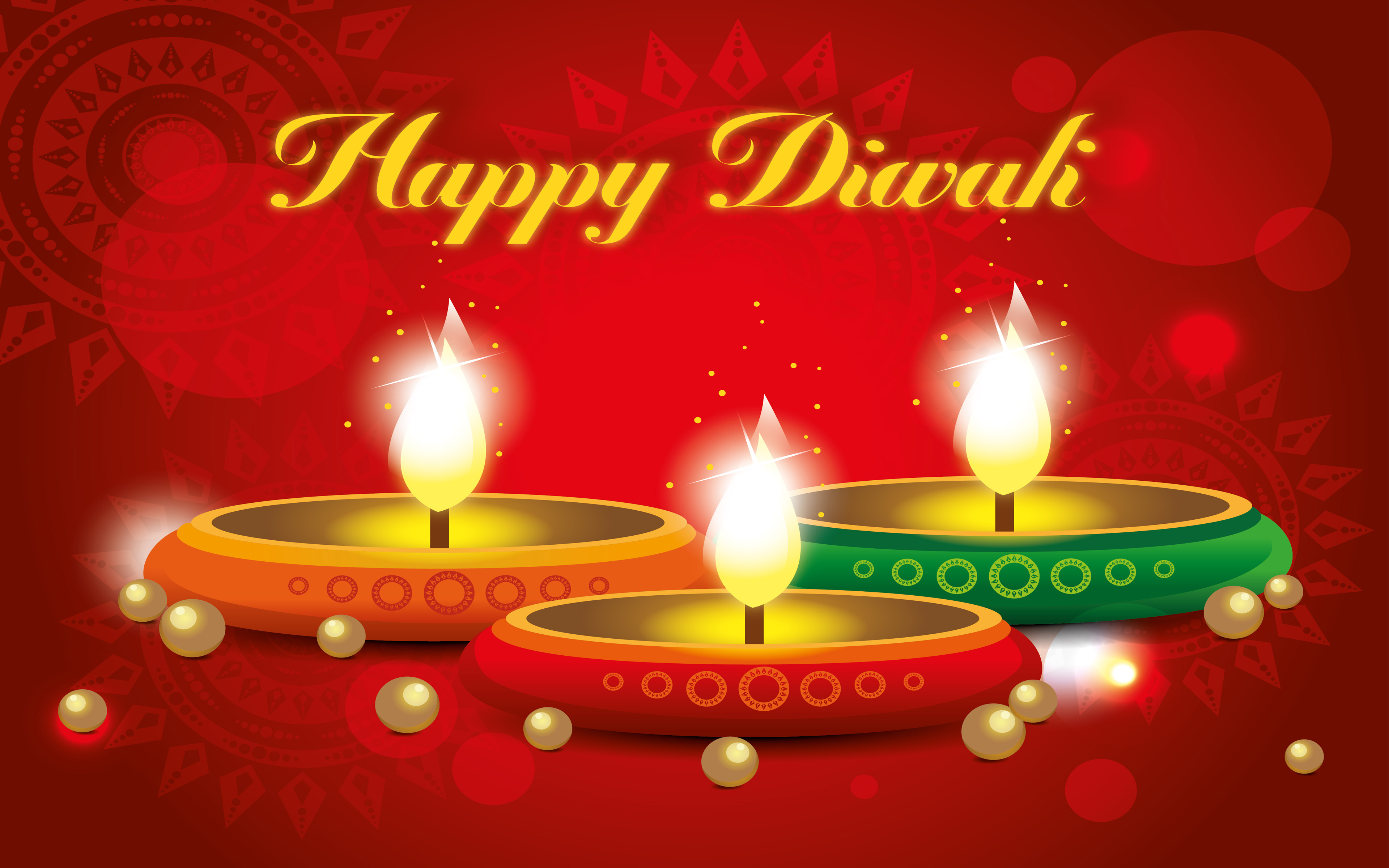 Diwali Diya Colorful Decoration HD Wallpaper 3840x2400, Wallpaper13.com