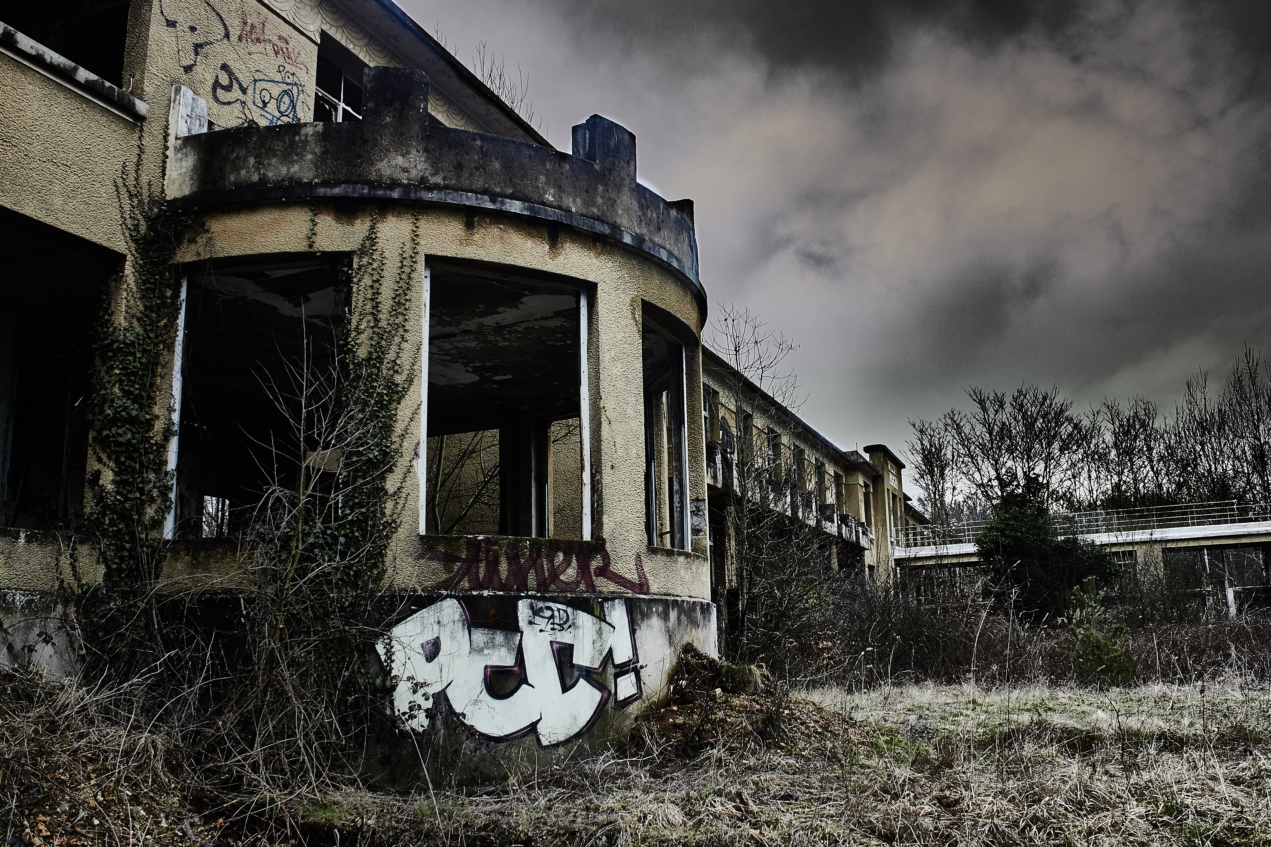 Wallpaper, landscape, window, dark, horror, building, sky, house, Canon, hospital, urbex, cloud, tree, plant, outdoor, 600d, 1855mm, facade, urban area, sanatorium 5085x3390