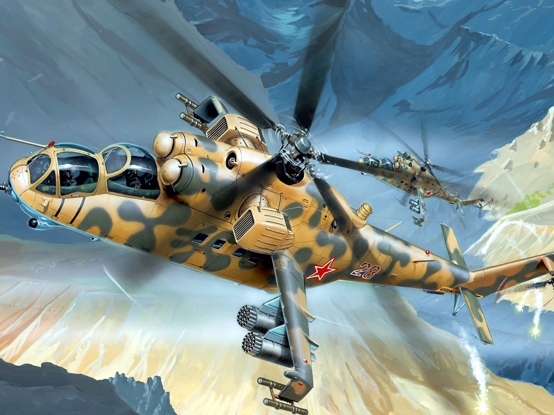 Mil Mi 24 Gunship Helicopter Desktop Wallpaper, Wallpaper13.com