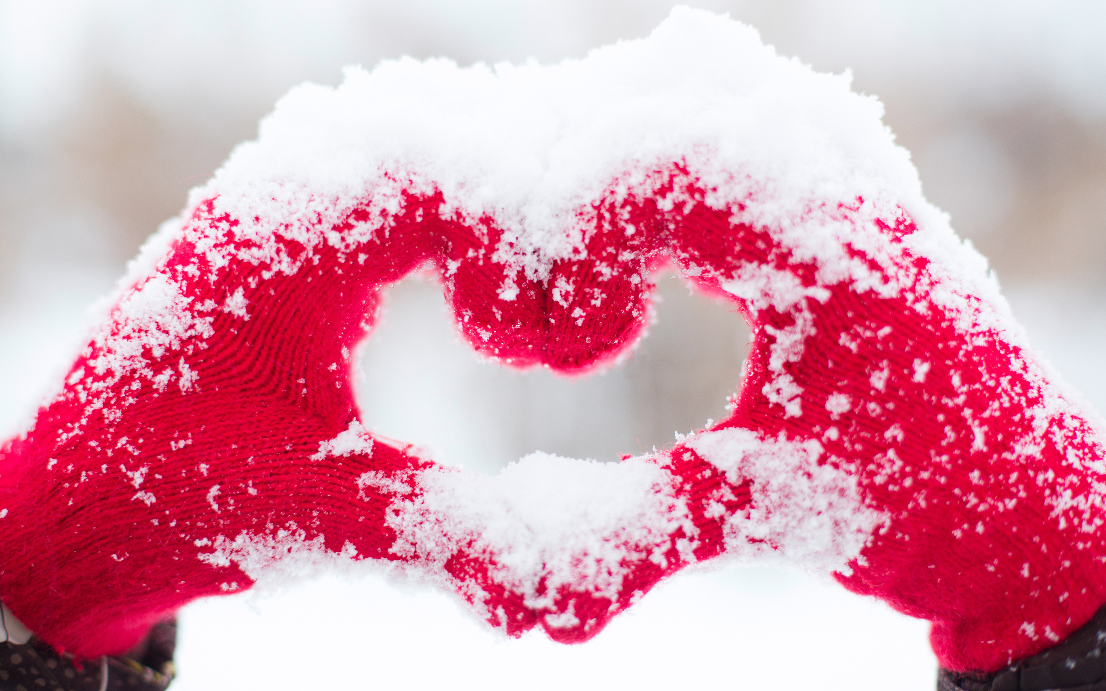 Wallpaper 4k Love heart Snow Hands 5K Wallpaper