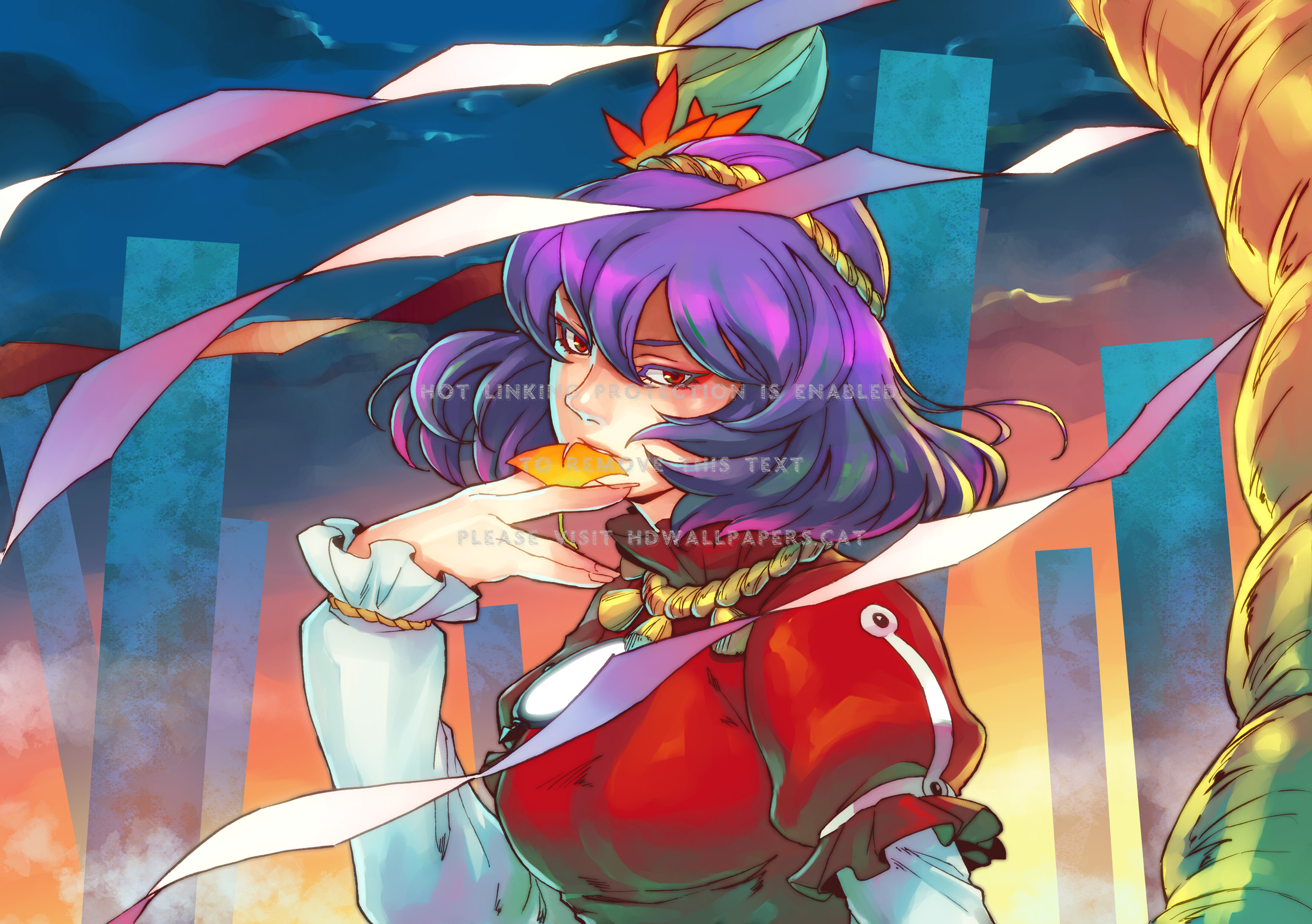 yasaka kanako mirror purple hair shimenawa