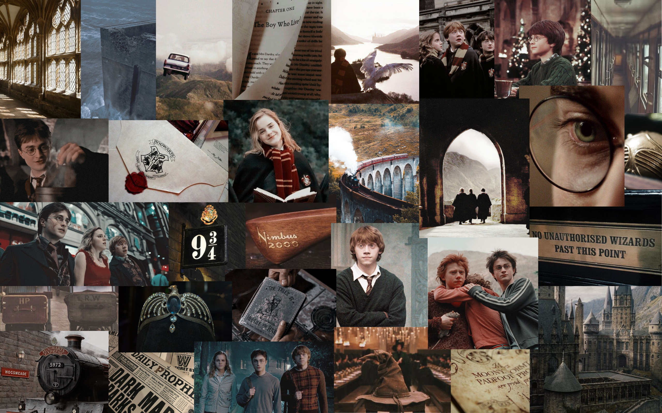 Harry Potter Collage Wallpaper Desktop. Wallpaper, Aesthetic desktop wallpaper, Macbook wallpaper