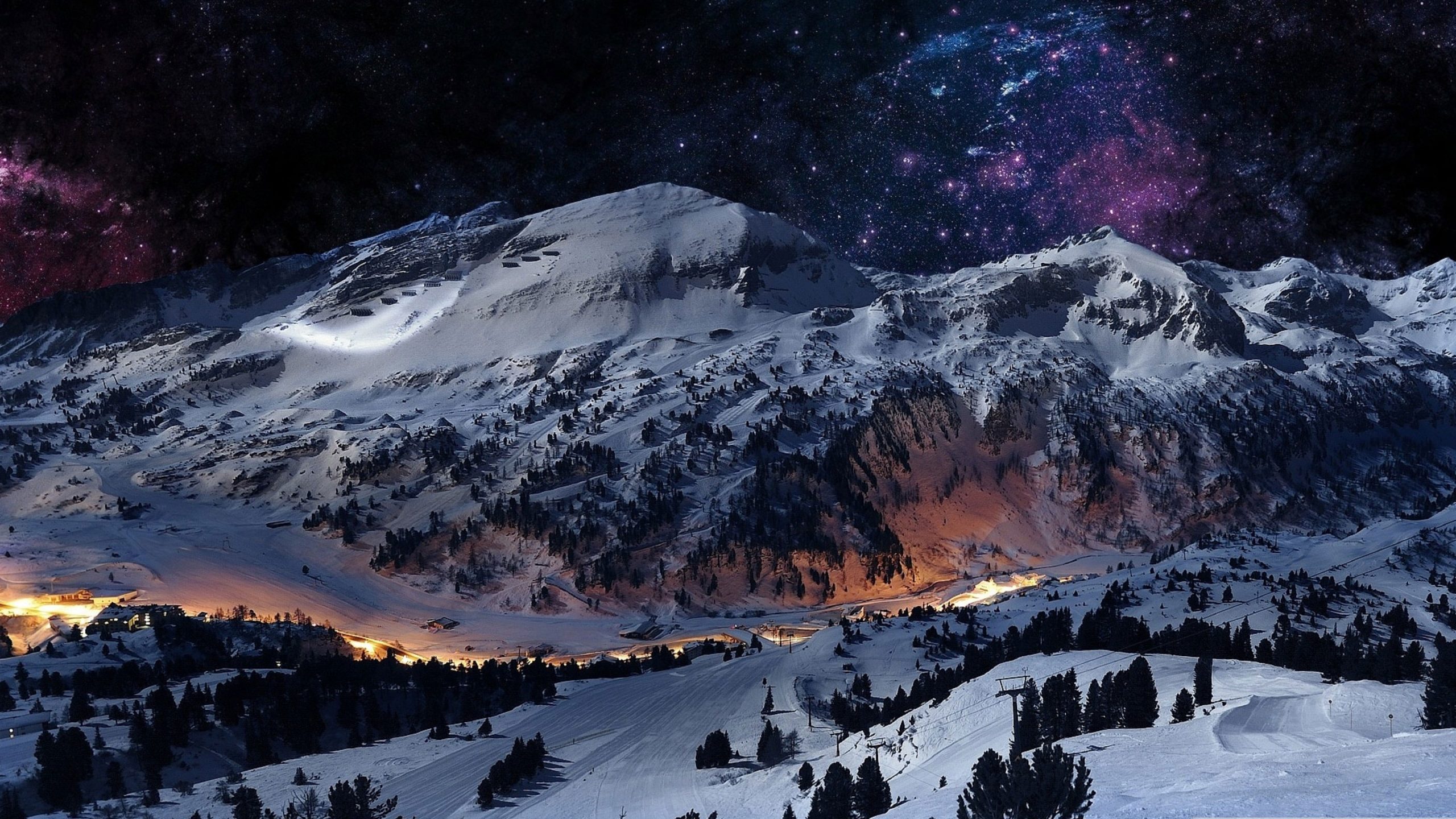 Wallpaper Nature, Sky, Snow, Winter, Starry Sky, Mountain • Wallpaper For You HD Wallpaper For Desktop & Mobile