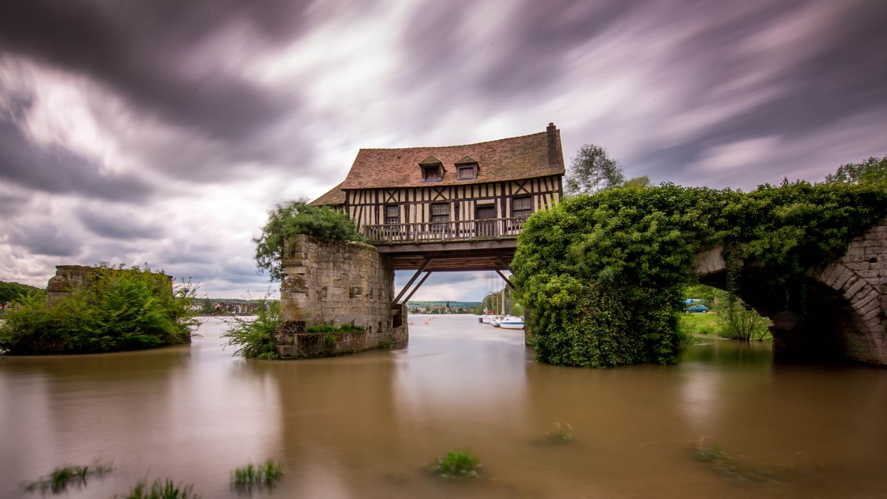 Bridge House River Overgrowth wallpaperx1080