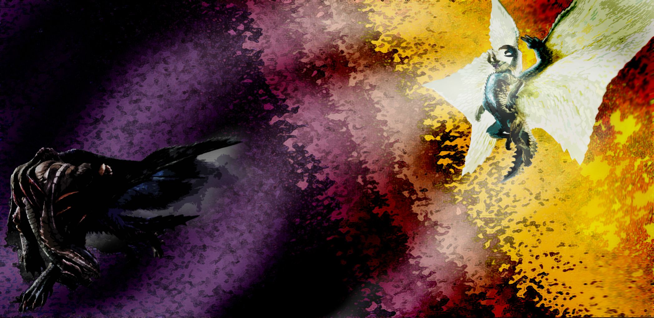 I made a Shagaru Magala and Gore Magala wallpaper criticism is welcome :): MonsterHunter