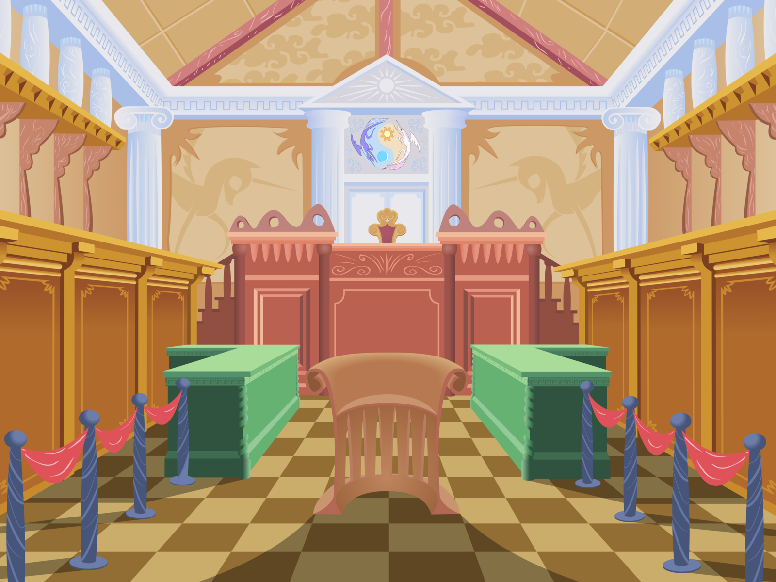 MLP FiM. Cartoon background, Courtroom, Anime background