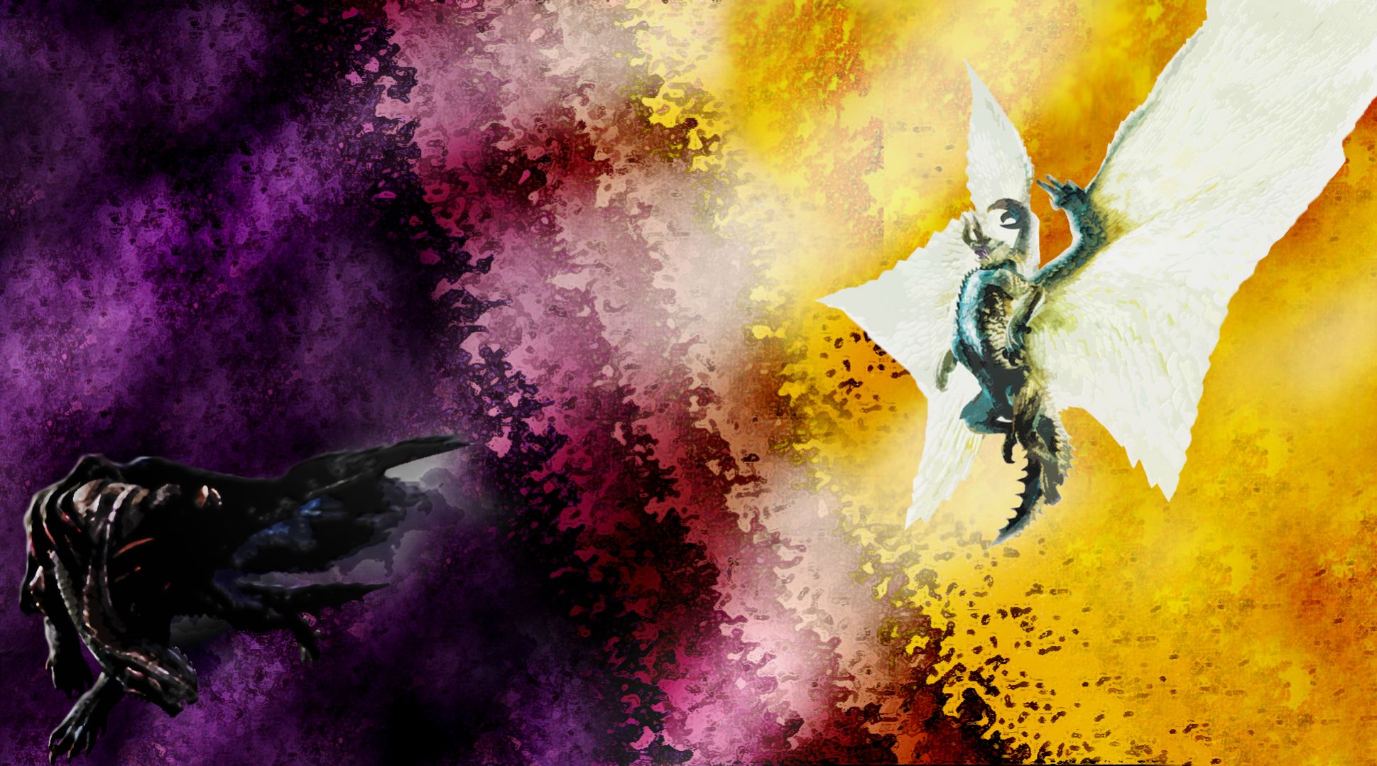 I made a Shagaru Magala and Gore Magala wallpaper criticism is welcome :): MonsterHunter