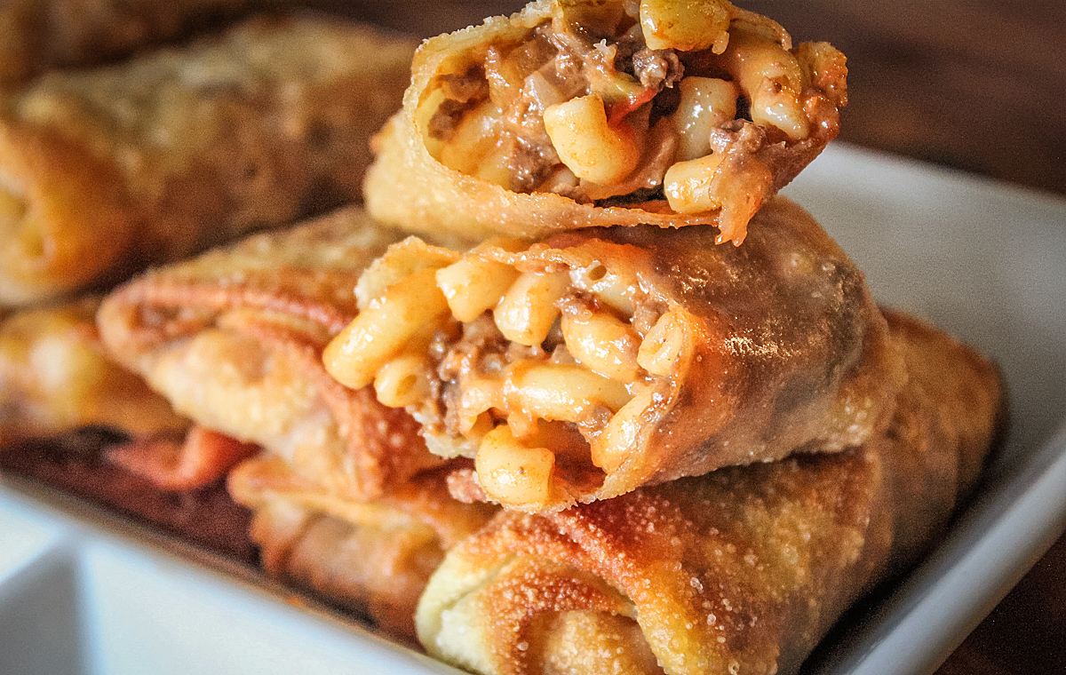 Venison Cheesy Taco Mac Egg Rolls Recipe