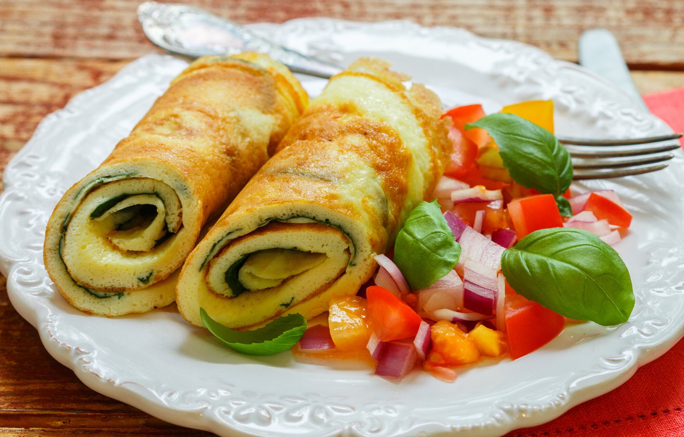 Wallpaper vegetables, roll, omelette image for desktop, section еда