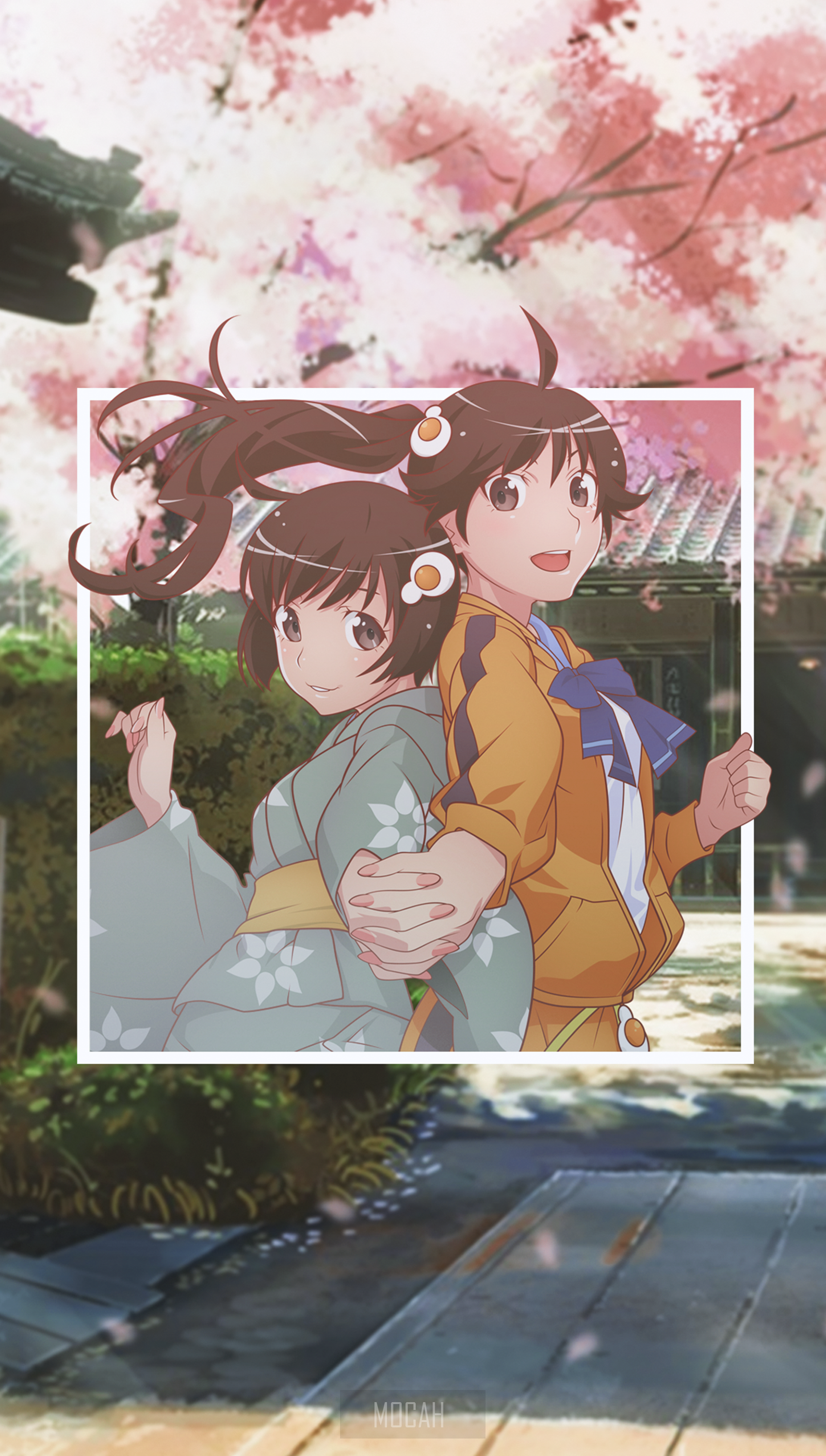anime, anime girl, holding hands, brunette, brown eyes wallpaper HD free download, 1703x3000. Mocah HD Wallpaper
