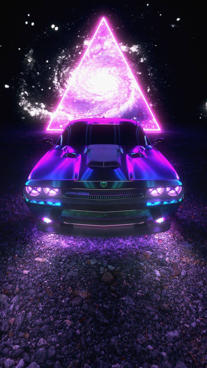 Neon Dodge Challenger Wallpaper, iPhone Wallpaper