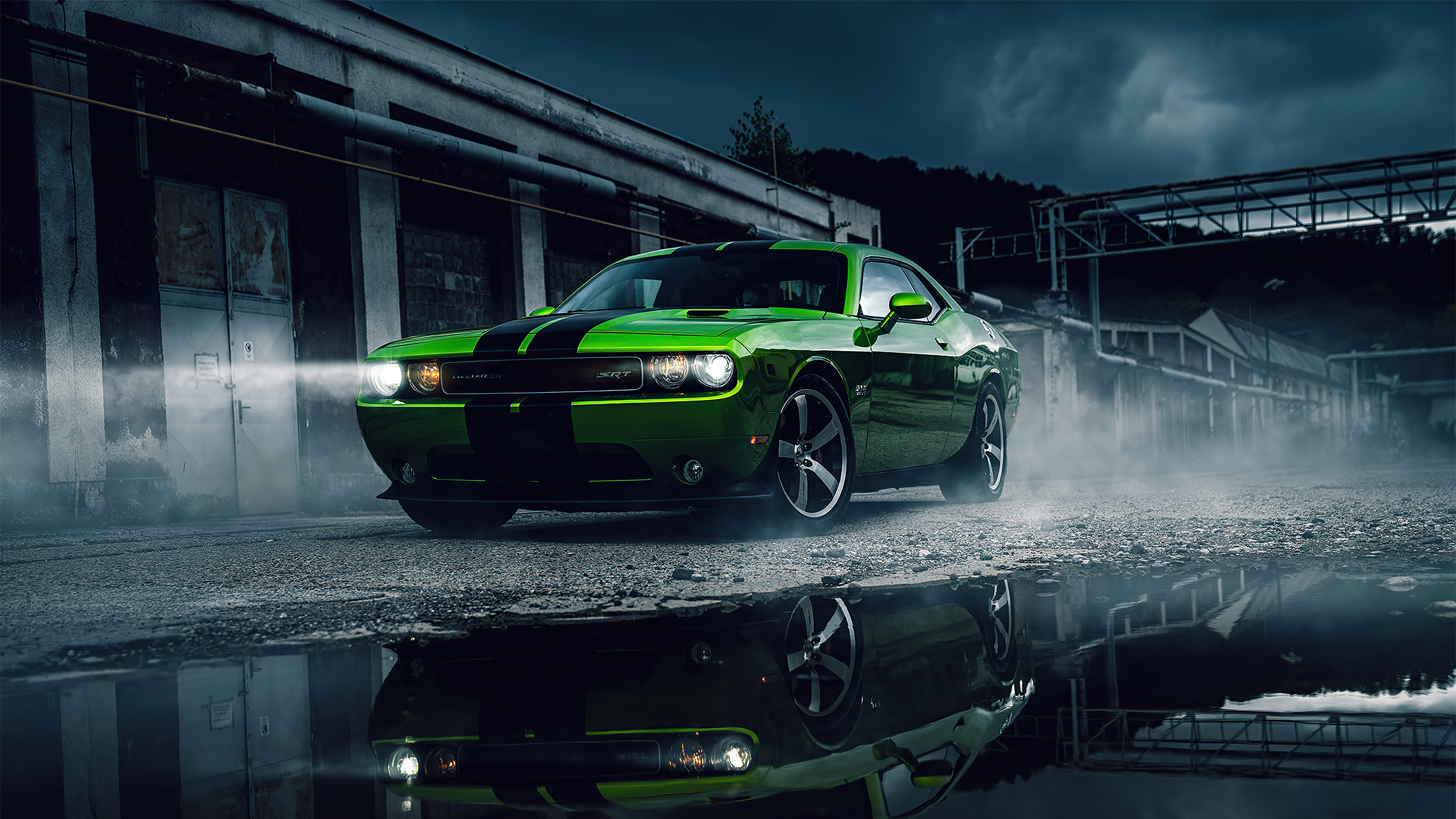 Green Dodge Challenger 4k 1366x768 Resolution HD 4k Wallpaper, Image, Background, Photo and Picture