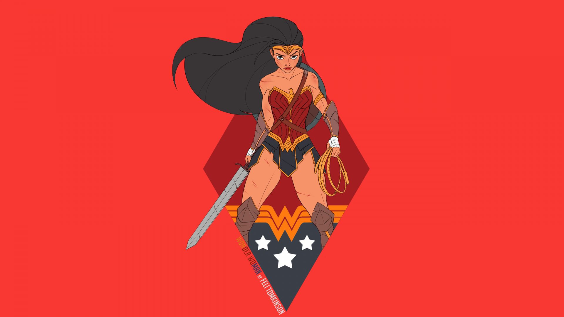 Desktop Wallpaper Wonder Woman, Minimal, Dc Comics, Superhero, Fan Art, HD Image, Picture, Background, Cbf4ce