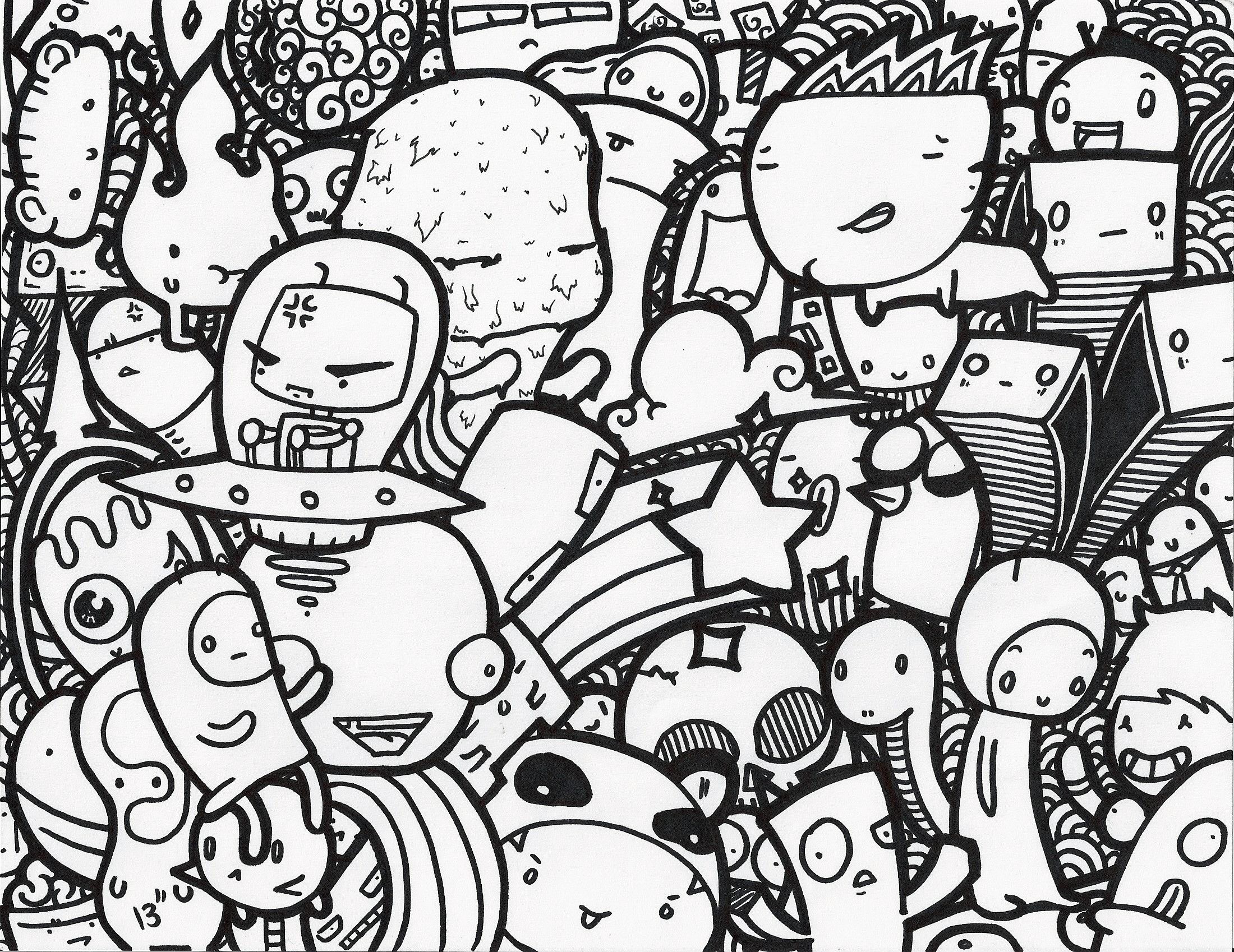 Black and White Doodle Wallpaper Free Black and White Doodle Background