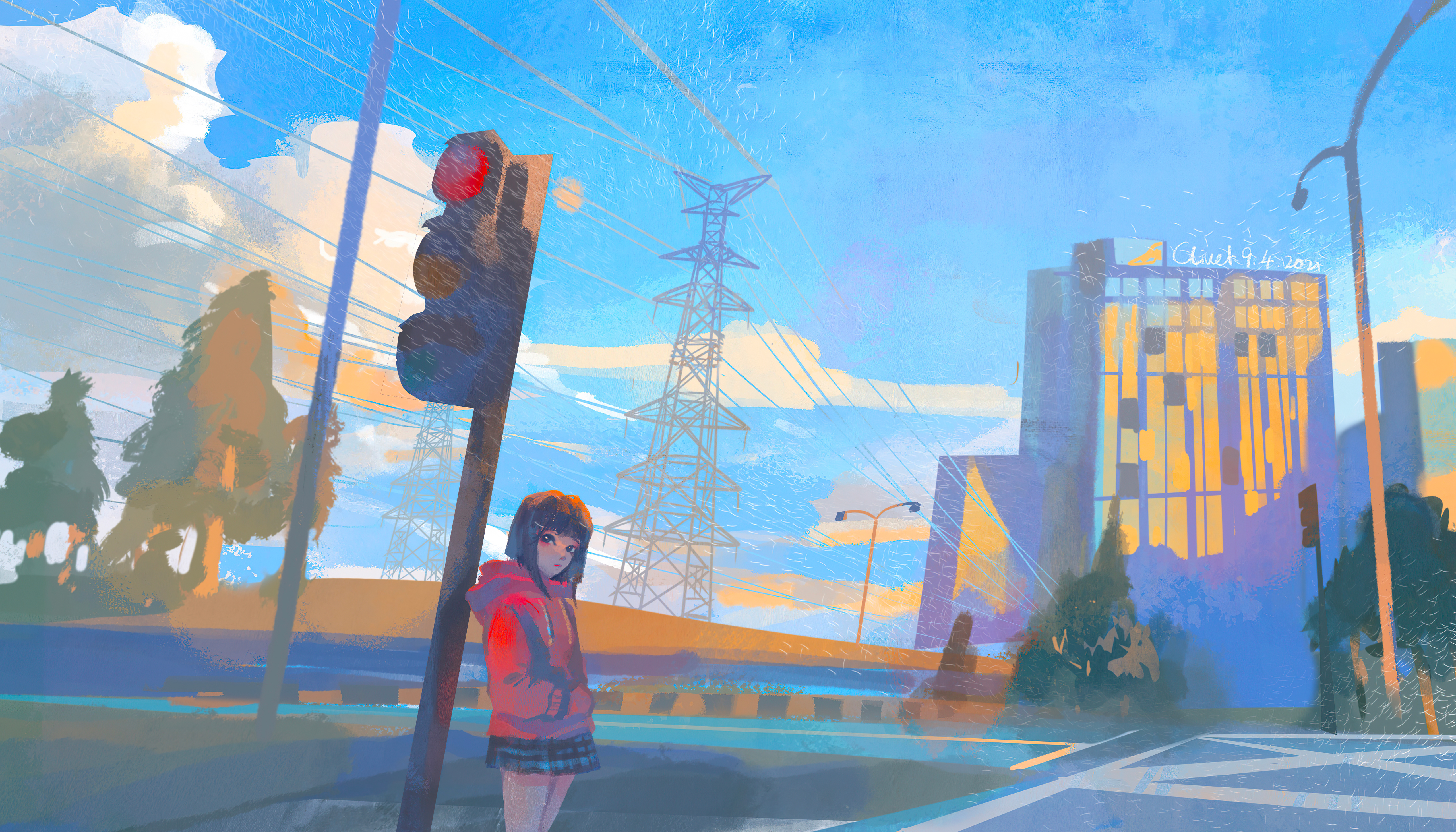 Anime Girl Doodle Road 5k, HD Anime, 4k Wallpaper, Image, Background, Photo and Picture