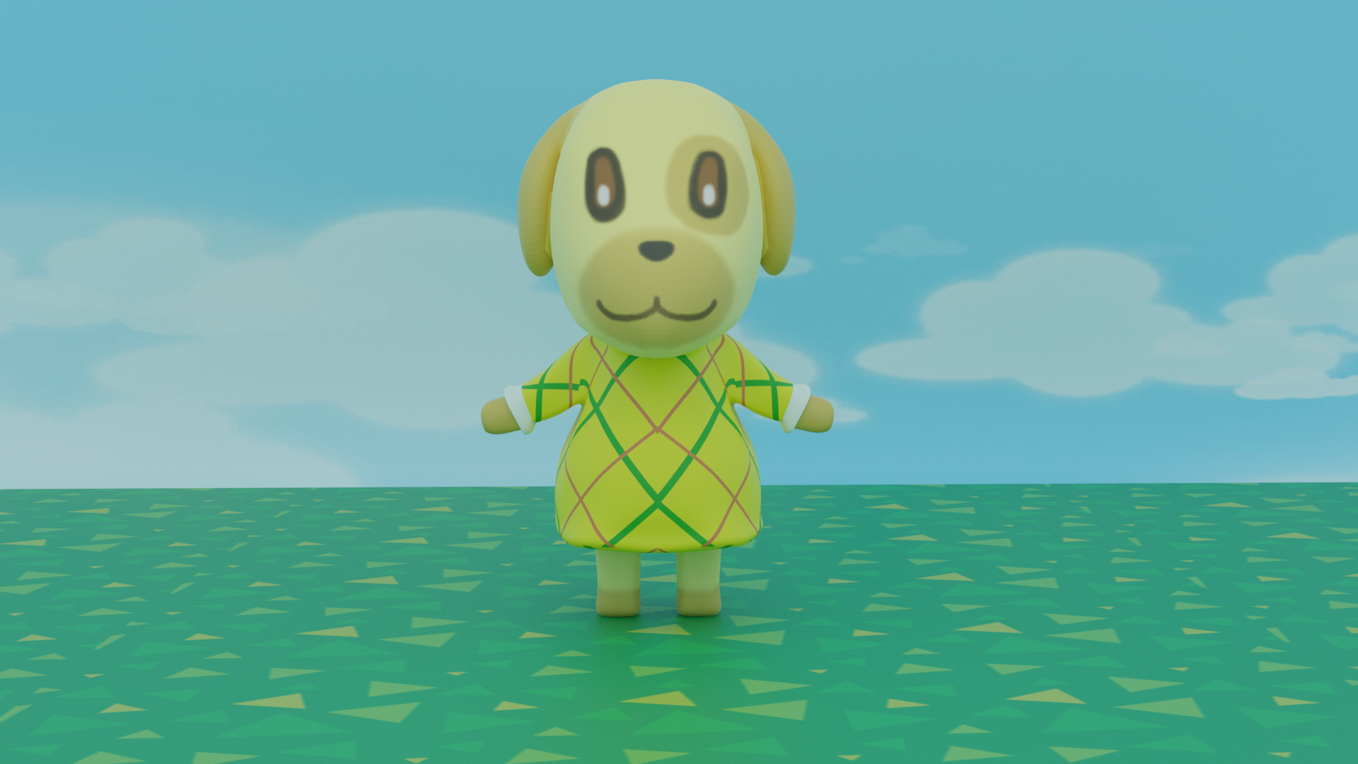 I modeled Goldie in Blender. Still haven't found her in NH just yet!: AnimalCrossing