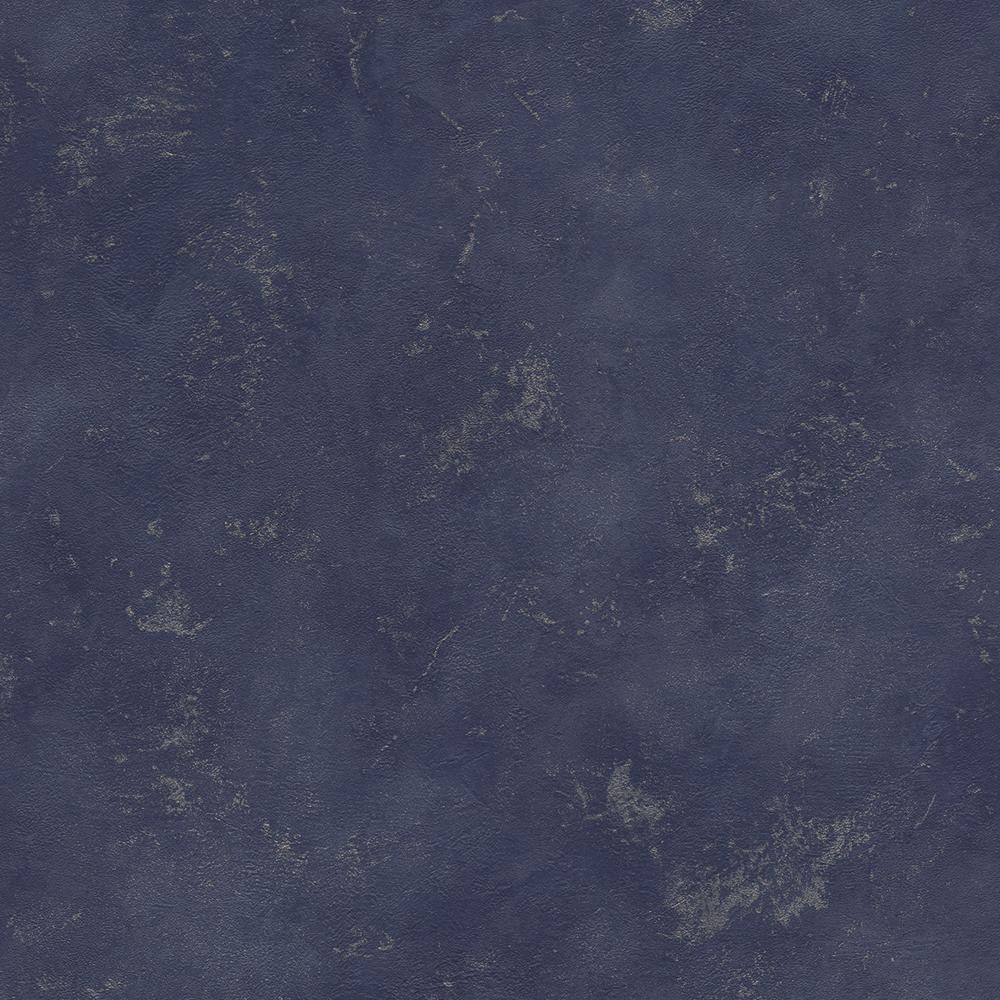 Textured Faux Metallic Concrete Wallpaper in Navy Blue