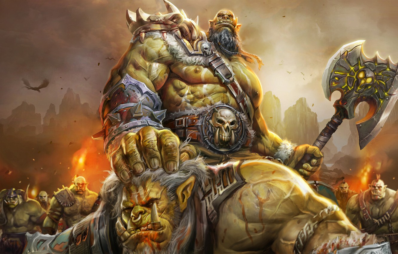 Wallpaper Warrior, Axe, Fantasy, Art, Orc, Orc, Fiction, War, Concept Art, Character, Game Art, ROX, by Cheol Joo Lee, Cheol Joo Lee, RPG game image for desktop, section игры